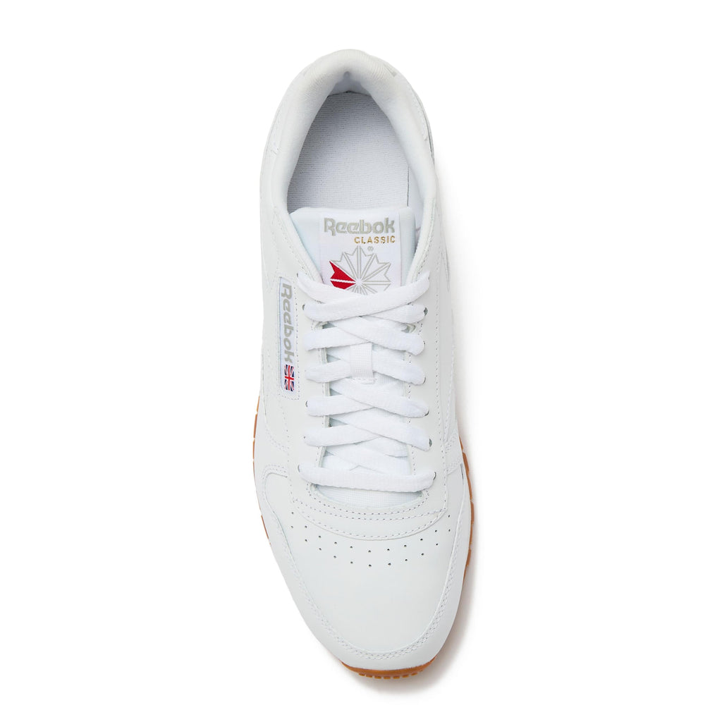 Reebok Classic Leather Sneakers for Men - Black or White Tennis Mens Shoes, Footwear White/Pure Grey3/Reebok Gum3, 18.5