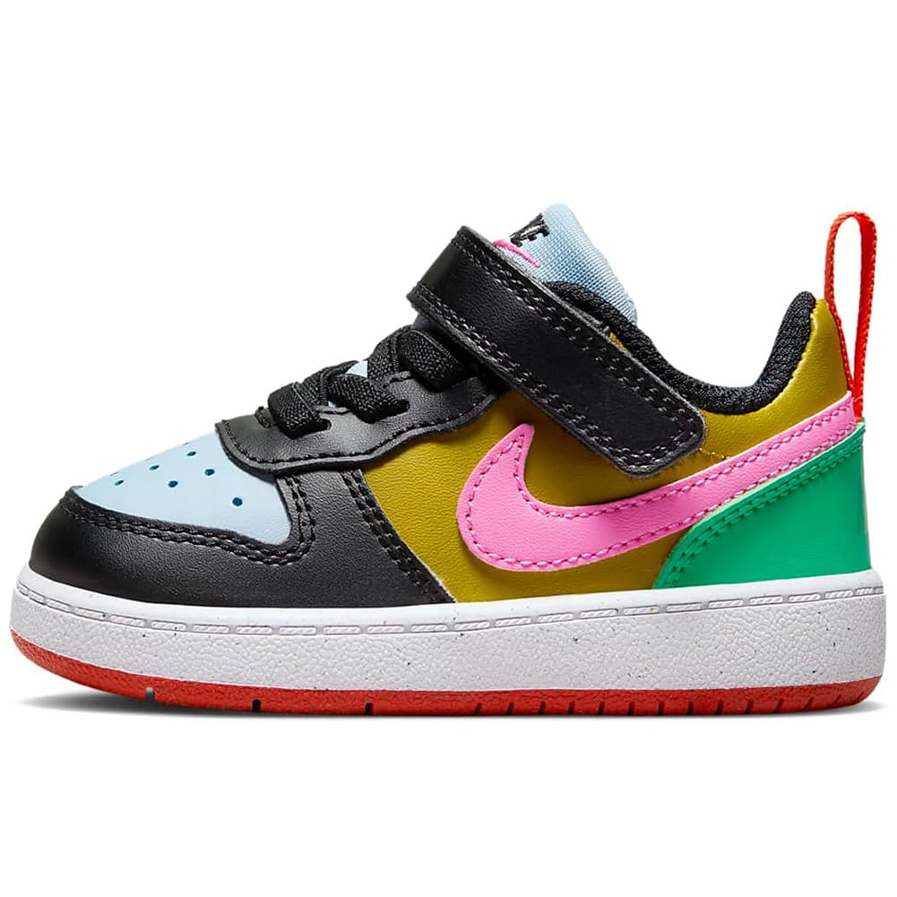 Nike Court Borough Low Recraft Baby/Toddler Shoes (DV5458-004, Black/Bronzine/Light Armory Blue/Playful Pink) Size 3