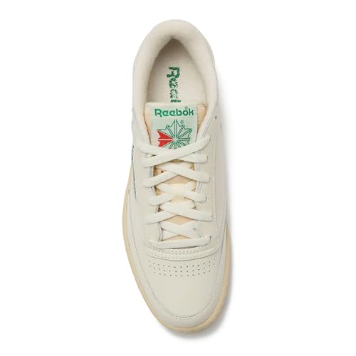 Reebok Club C Vintage Tennis Sneakers for Men, Casual White Mens Shoes, Size 7 to 15, Top-Chalk/Paperwhite/Glen Green, 5.5