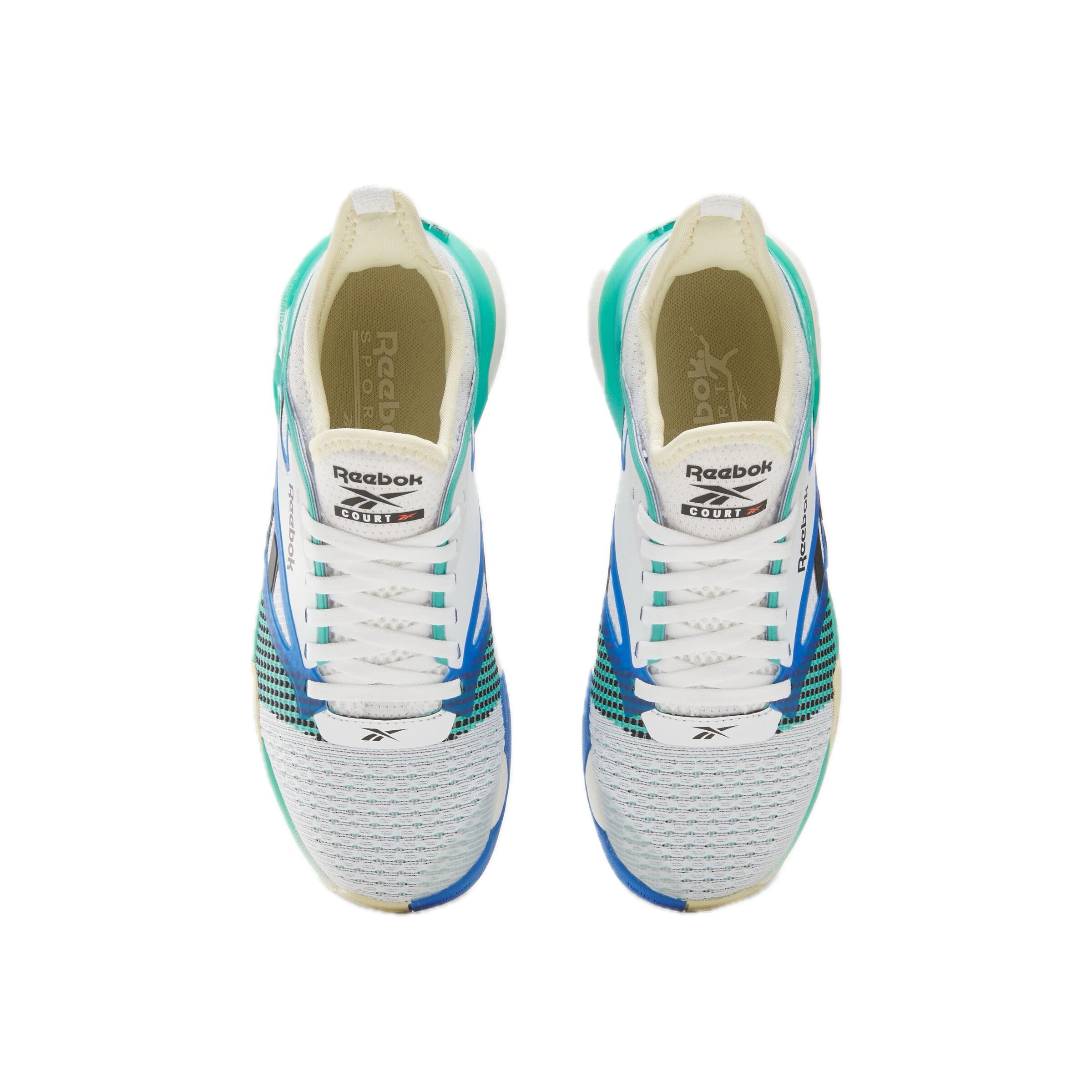 Reebok Women's Nano Court Sneaker, Footwear White/Weathered White/Unleashed Green, Size 9.5