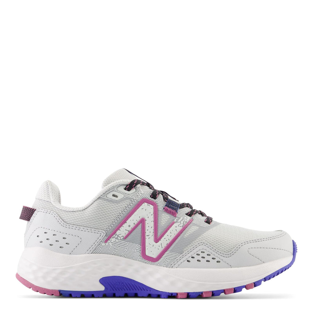 New Balance Women's 410 V8 Trail Running Shoe, Grey Matter/Marine Blue/Scorpio, 6