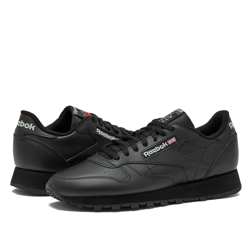 Reebok Classic Leather Sneakers for Men - Black or White Tennis Mens Shoes, Core Black/Core Black/Pure Grey5, 8