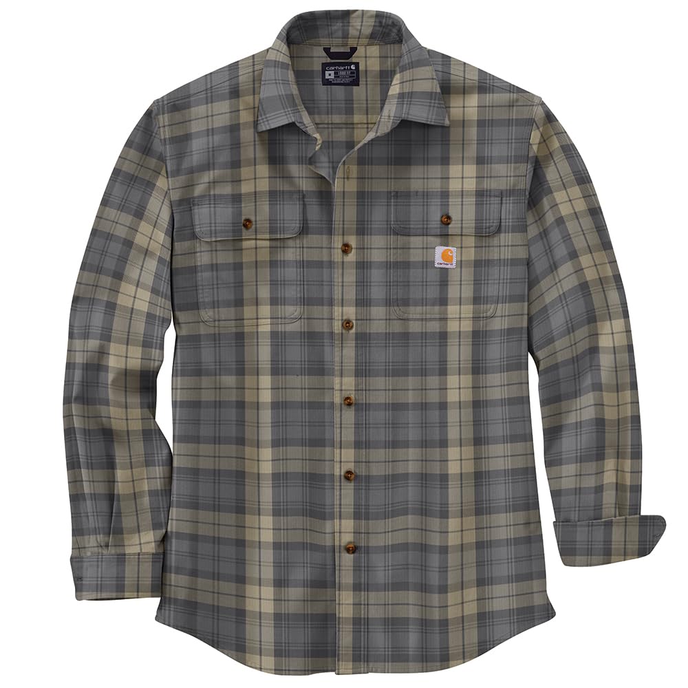 Carhartt Mens Loose Fit Heavyweight Flannel Long Sleeve Plaid Shirt