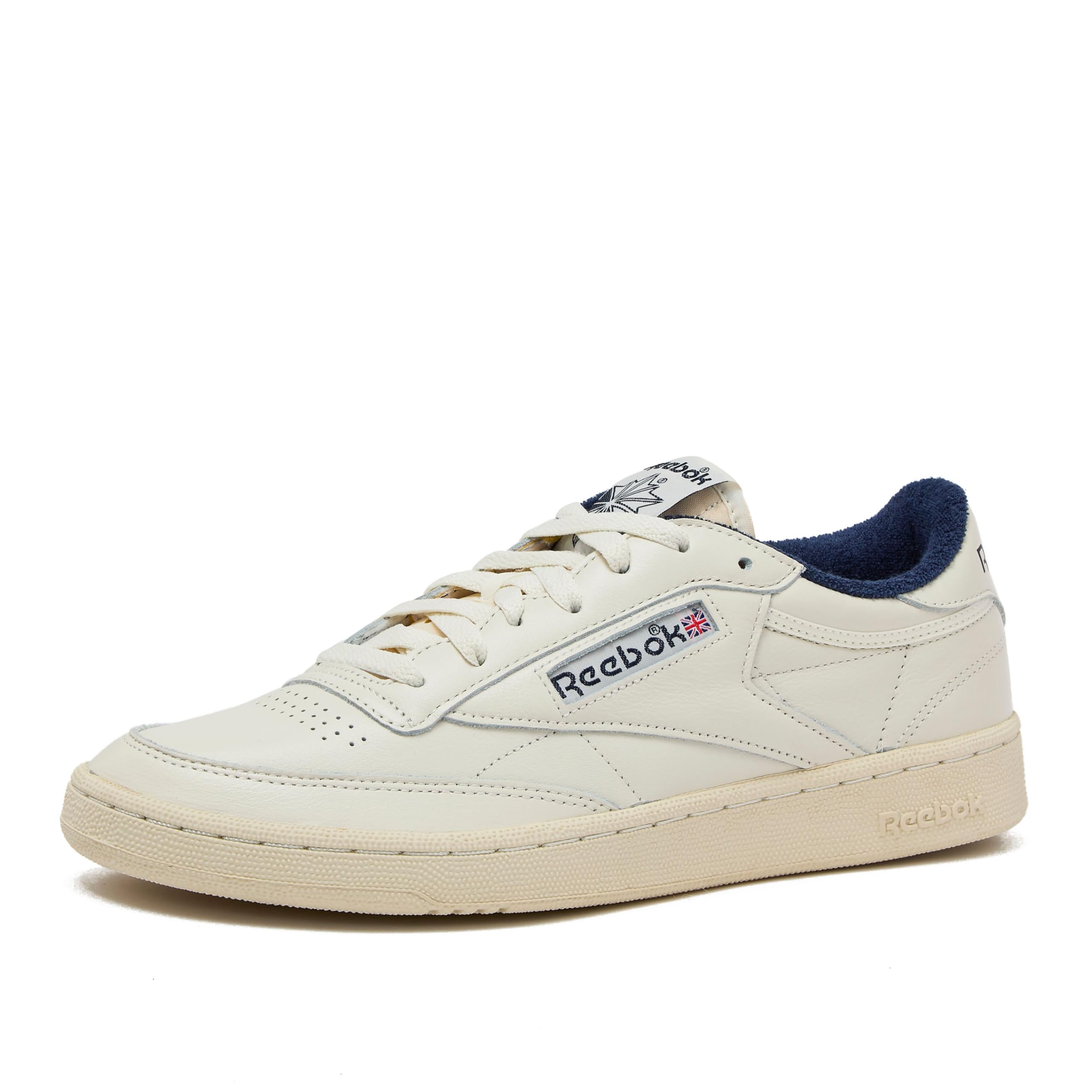 Reebok Club C Vintage Tennis Sneakers for Men, Casual White Mens Shoes, Size 7 to 15, Chalk/Alabaster/Vector Navy, 11