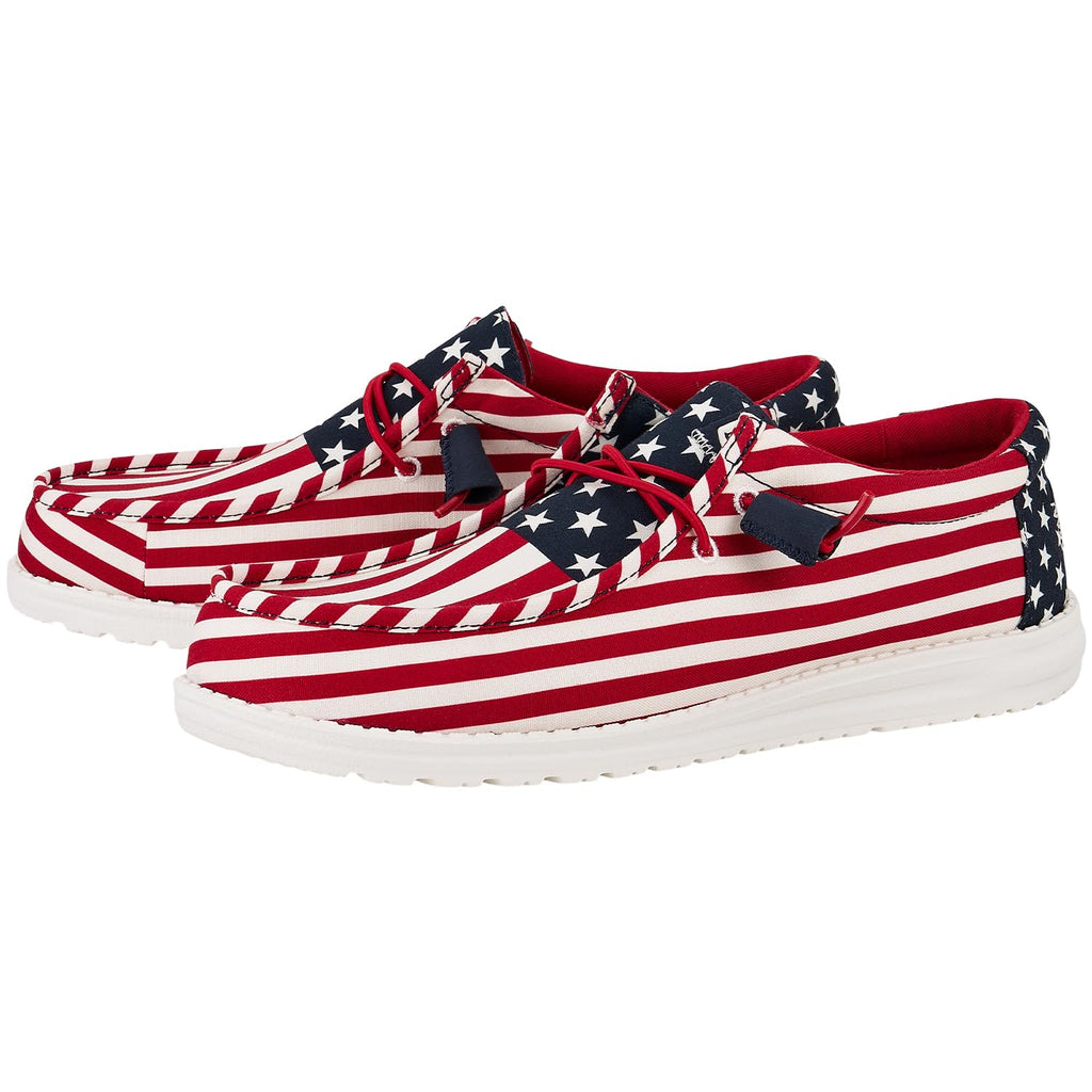 HEYDUDE Wally Patriotic, Mens Shoes, Slip-on Loafers, Comfortable & Light-Weight