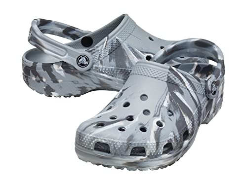 Crocs Classic Marbled Tie-Dye Clog Light Grey/Multi Men's 13, Women's 15 Medium
