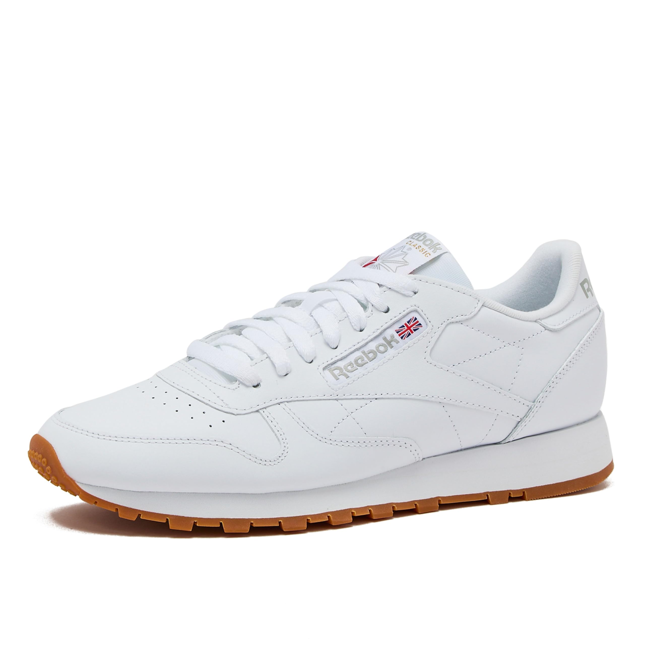 Reebok Classic Leather Sneakers for Men - Black or White Tennis Mens Shoes, Footwear White/Pure Grey3/Reebok Gum3, 11