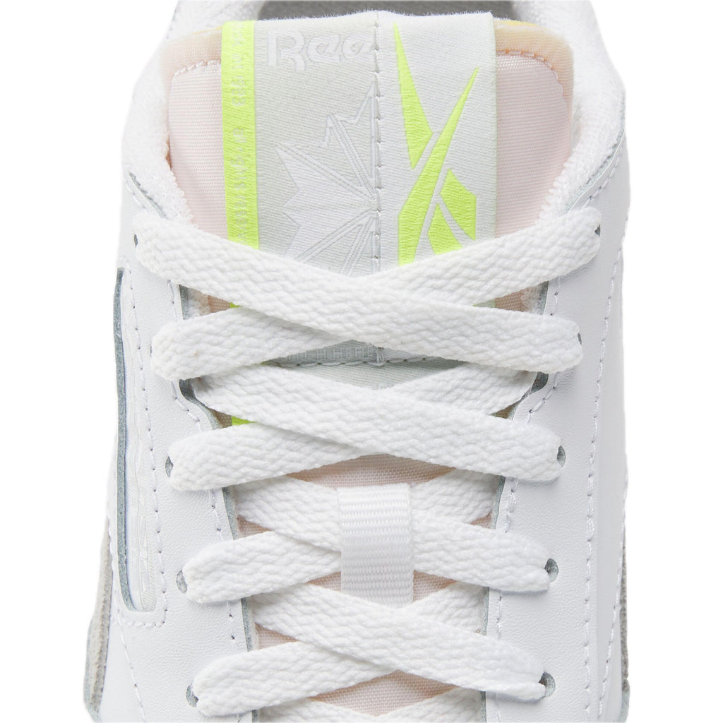 Reebok Women's Classic Leather Sneaker, Footwear White/Pure Grey 2/Acid Yellow, Women's Size 8.5