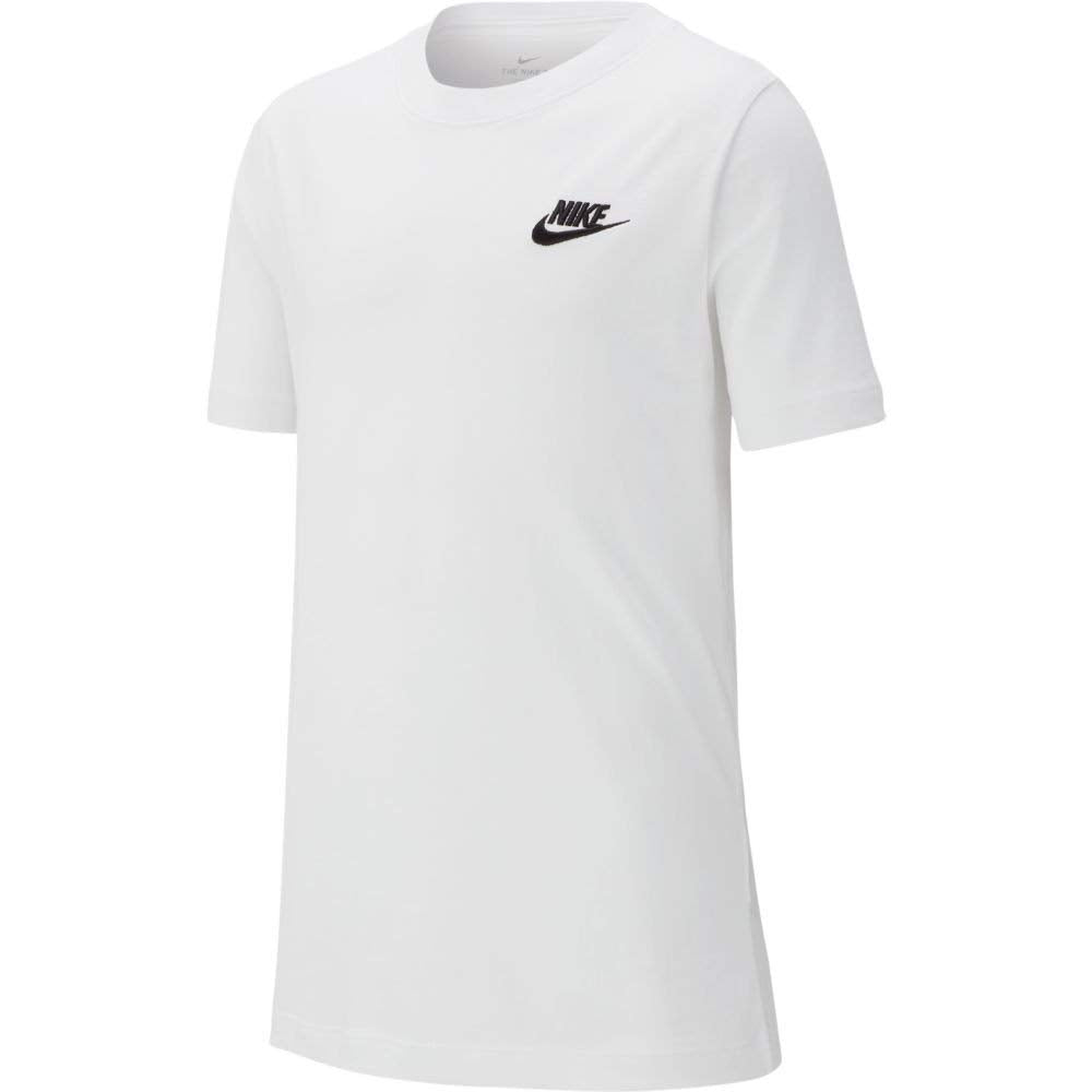Nike Boy's NSW Embroidered Futura Tee (Little Kids/Big Kids) White/Black LG (14-16 Big Kid)