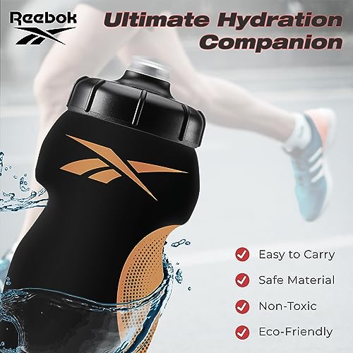 Reebok Athletic Squeeze Water Bottles - Water Bottle 24 oz - Sports Water Bottle - Reusable Water Bottle For Gym, Running, Hiking etc, BPA Free