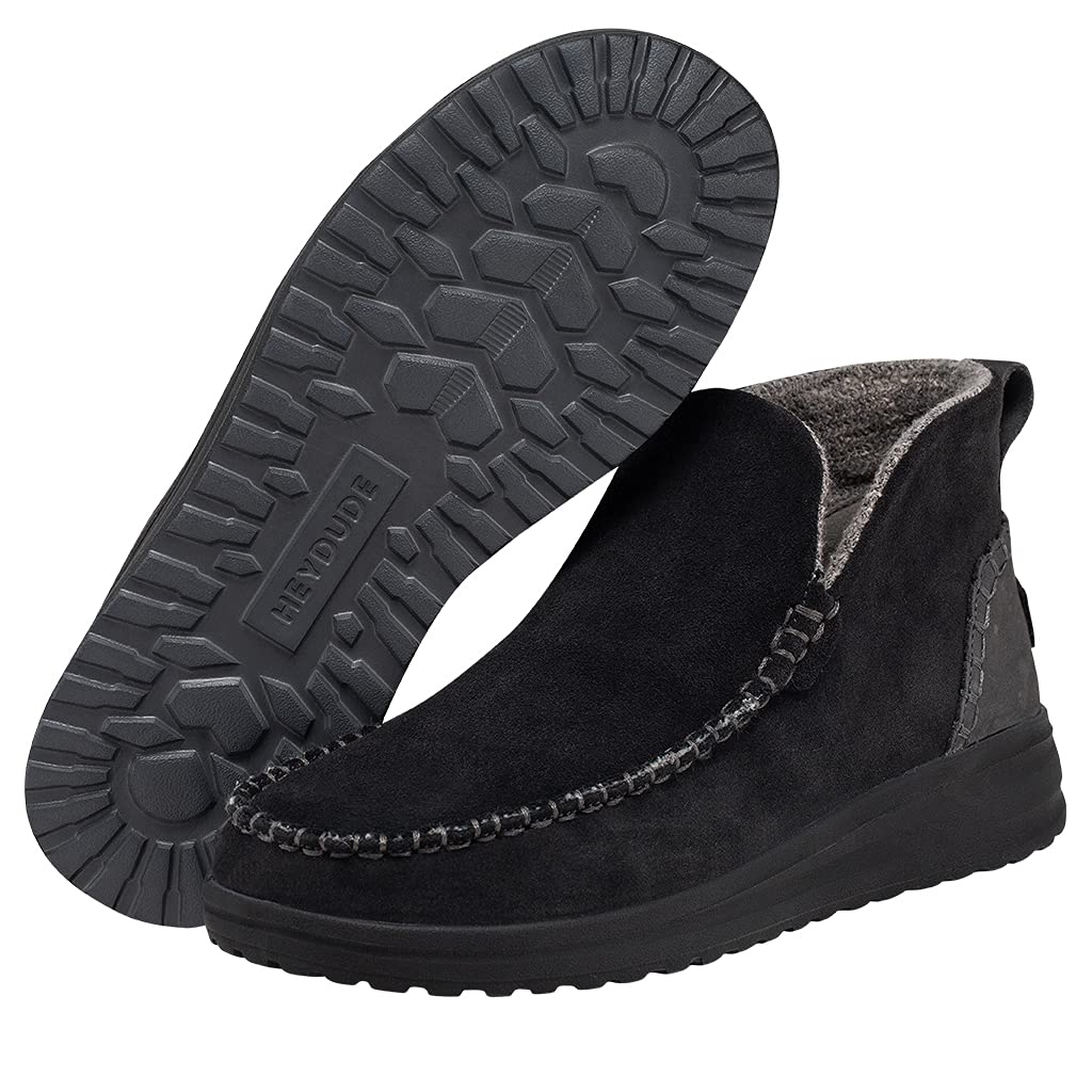 Hey Dude Women's Denny Suede Black Size 10 | Women’s Shoes | Women’s Casual Boots | Comfortable & Light-Weight