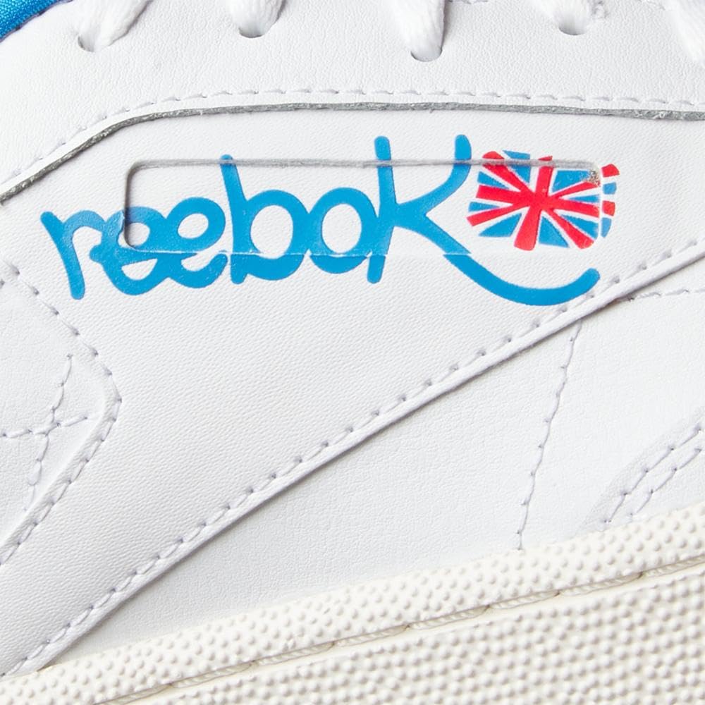Reebok Men's Club C 85 Sneaker,Footwear White/Chalk/Kinetic Blue,11 Women/9.5 Men