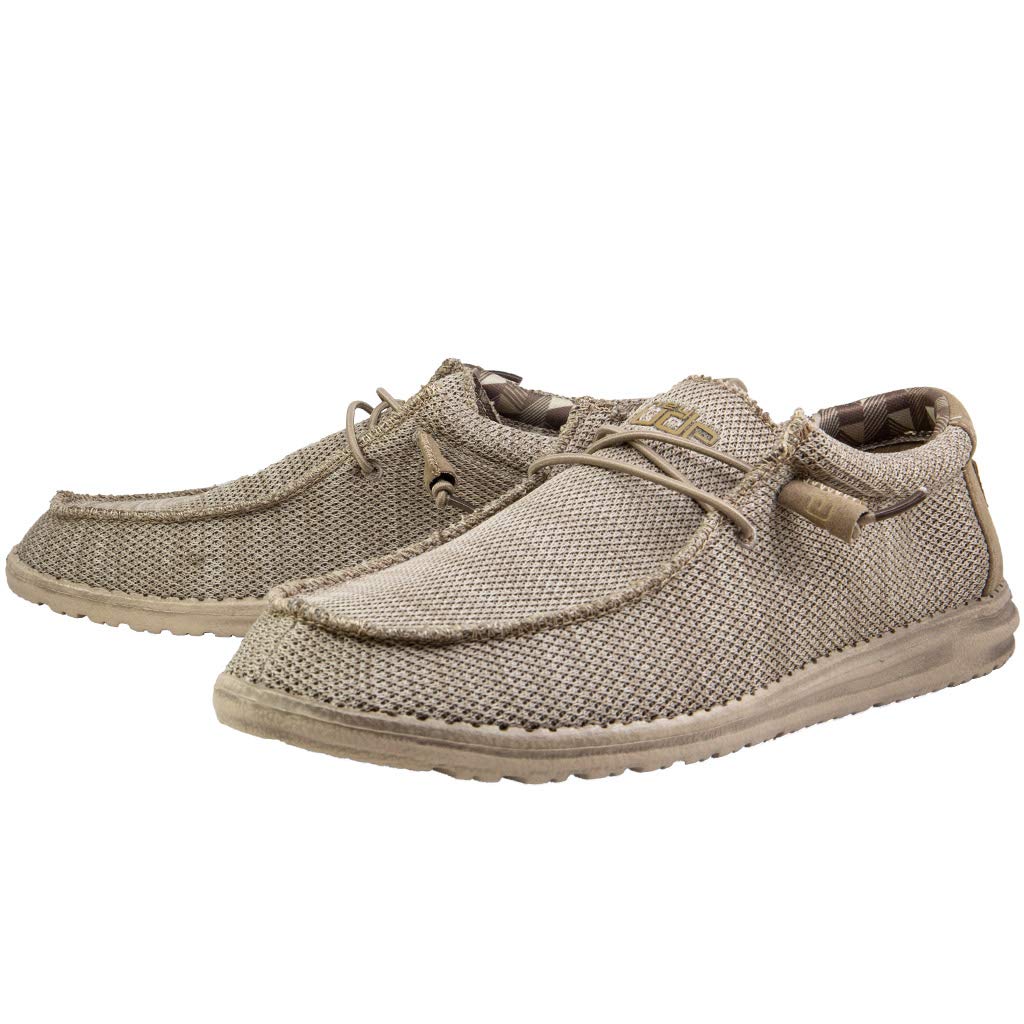 Hey Dude Men's Wally Sox Beige Size 12 | Men’s Shoes | Men's Lace Up Loafers | Comfortable & Light-Weight