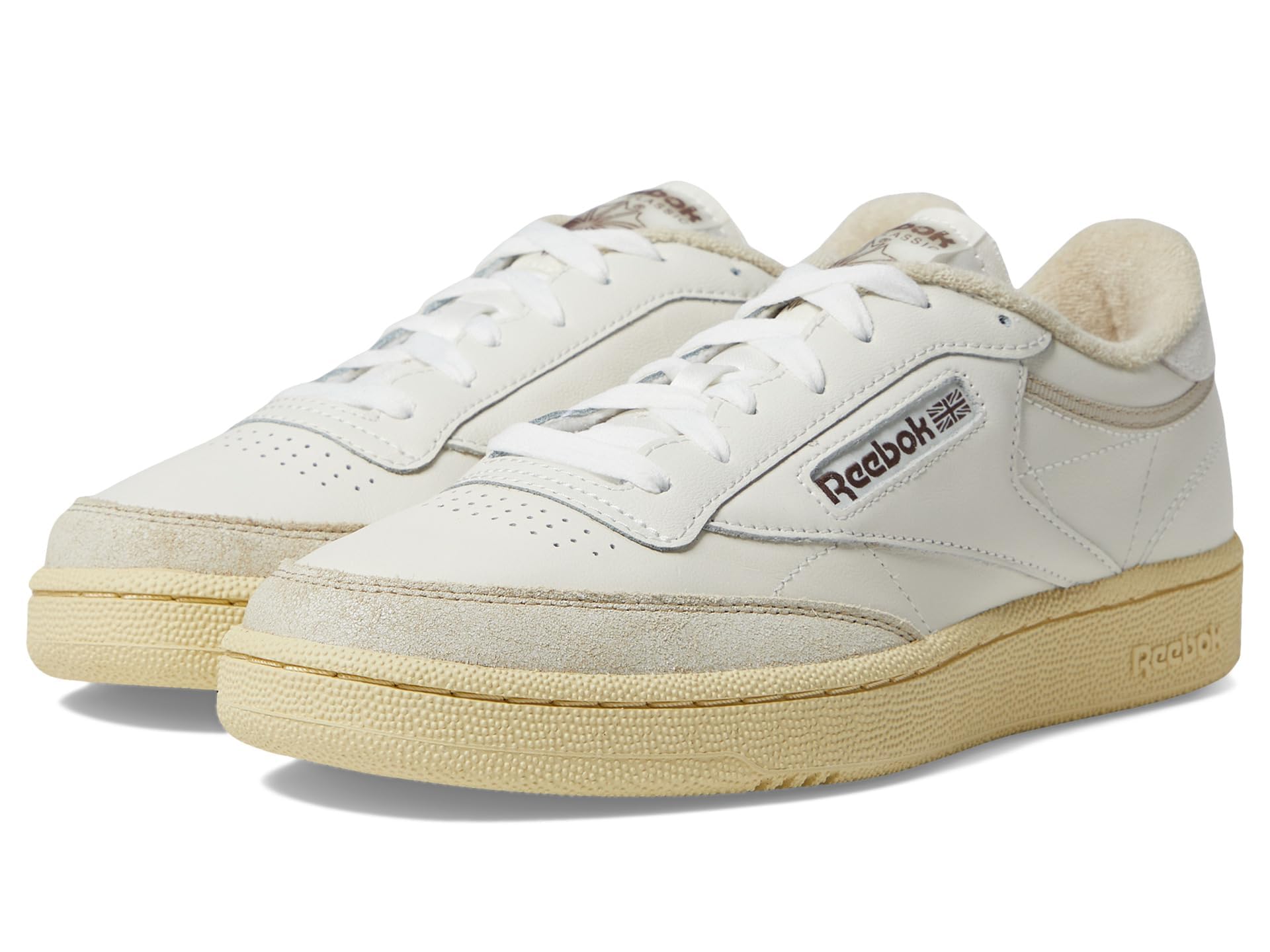 Reebok Men's Club C 85 Sneaker,Chalk/Weathered White/Vintage Chalk,8 Women/6.5 Men