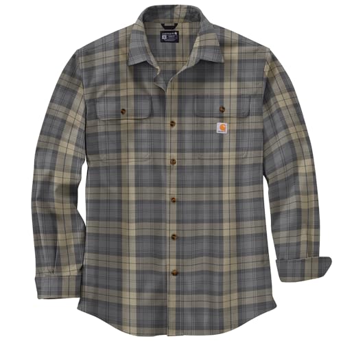 Carhartt Mens Loose Fit Heavyweight Flannel Long Sleeve Plaid Shirt