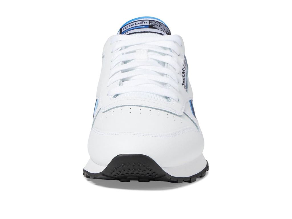 Reebok Unisex Classic Leather Sneaker, White/Kinetic Blue/Black, 6.5 Women/5 Men