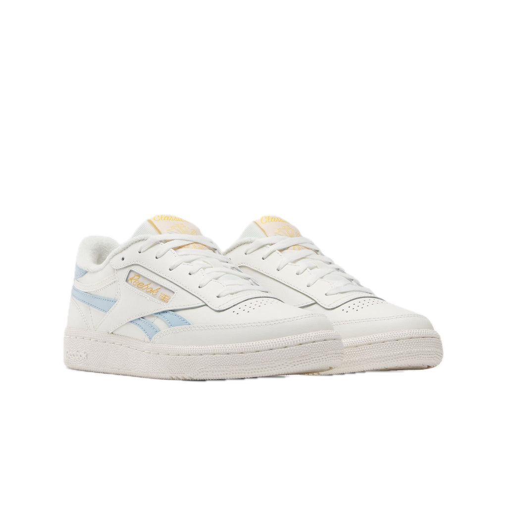 Reebok Women's Club C Revenge Sneaker, Chalk/Chalk/Soft Blue, Size 7.5