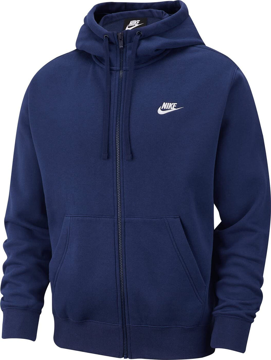 Nike Men's Sportswear Club Fleece Full Zip Hoodie, Fleece Zip-Up Hoodie Men, Midnight Navy/Midnight Navy/White, S