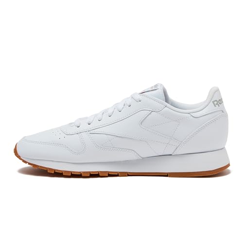 Reebok Classic Leather Sneakers for Men - Black or White Tennis Mens Shoes, Footwear White/Pure Grey3/Reebok Gum3, 14