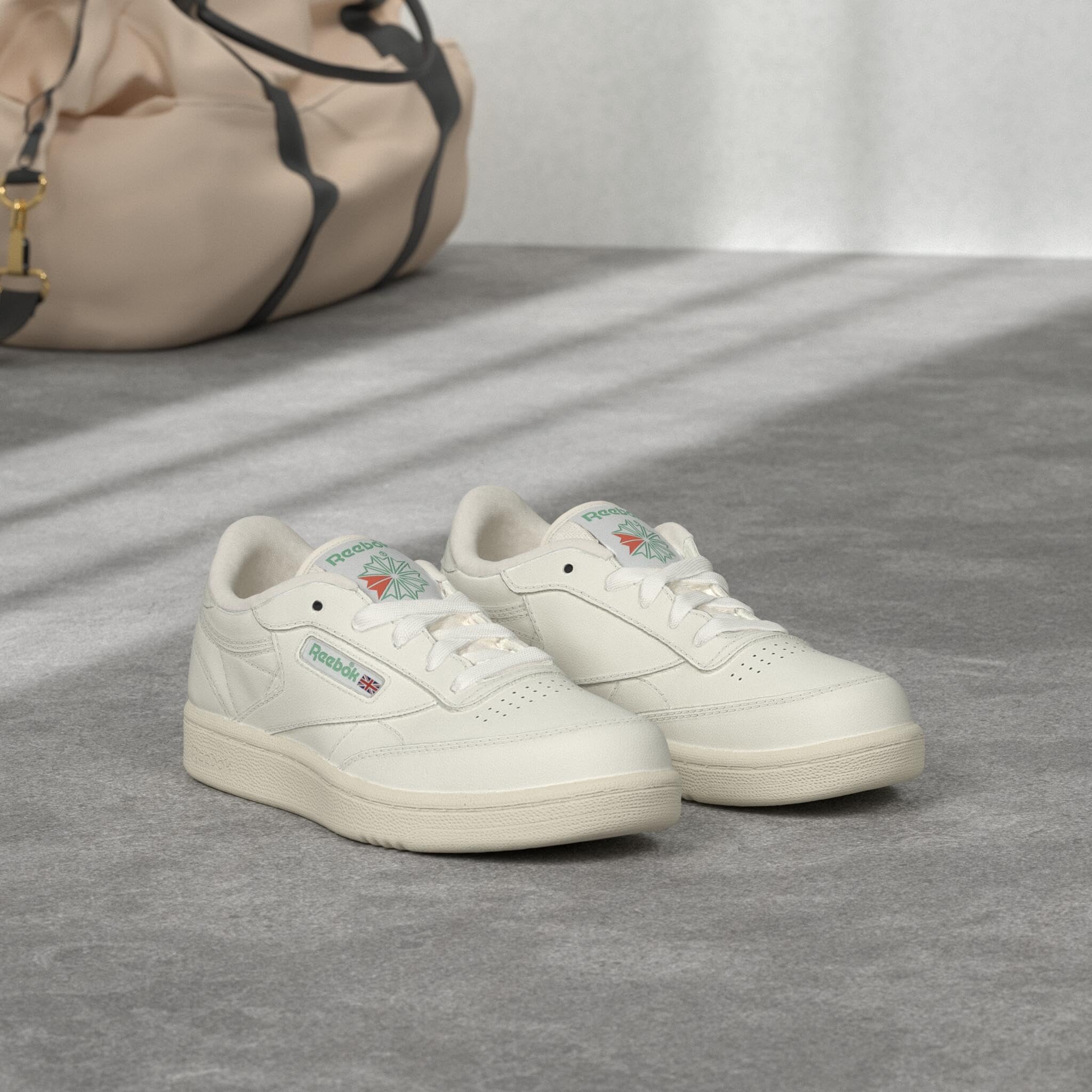 Reebok Club C Vintage Tennis Sneakers for Men, Casual White Mens Shoes, Size 7 to 15, Top-Chalk/Paperwhite/Glen Green, 4