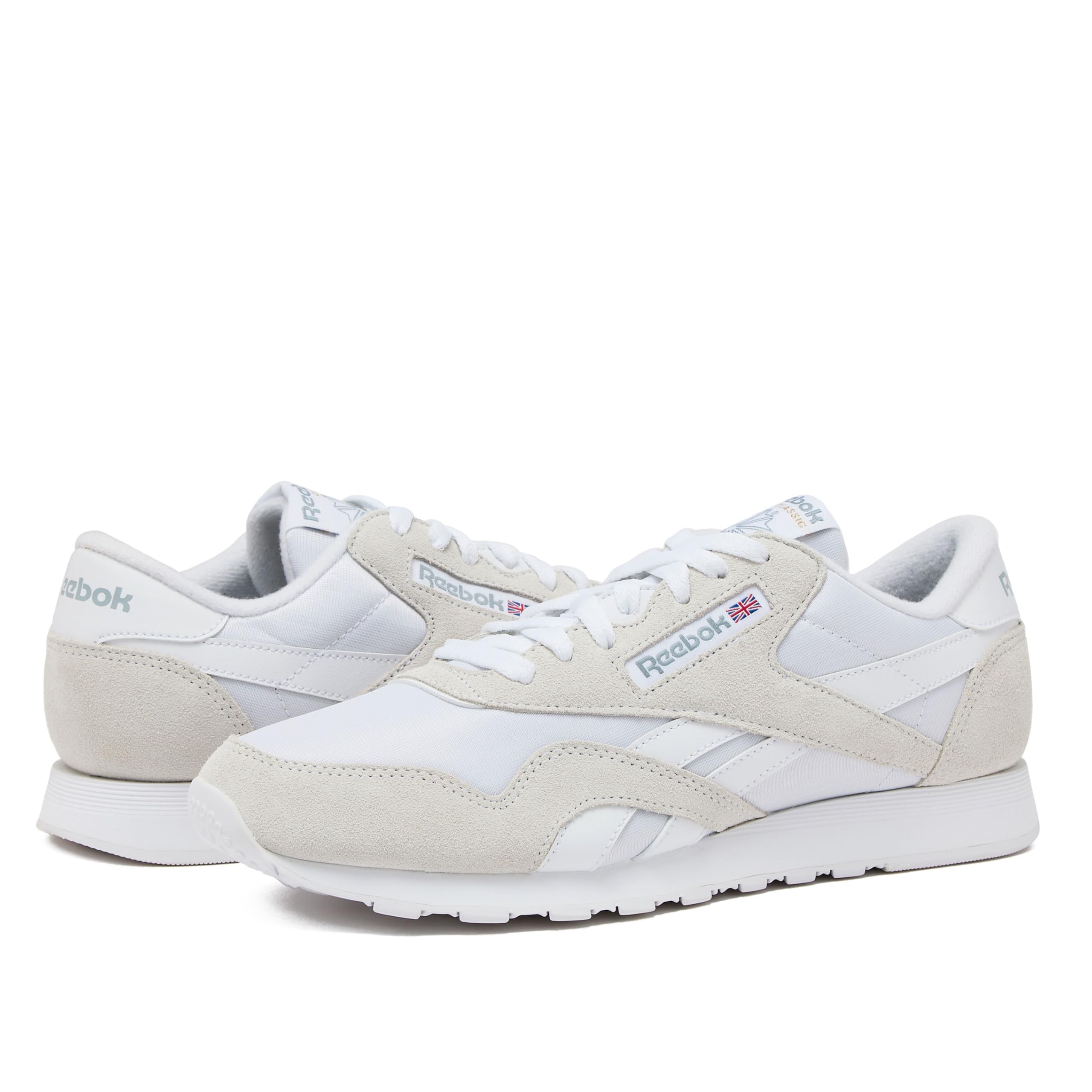 Reebok Classic Nylon Mens Sneakers Tennis Shoes, White/White/White, 7.5