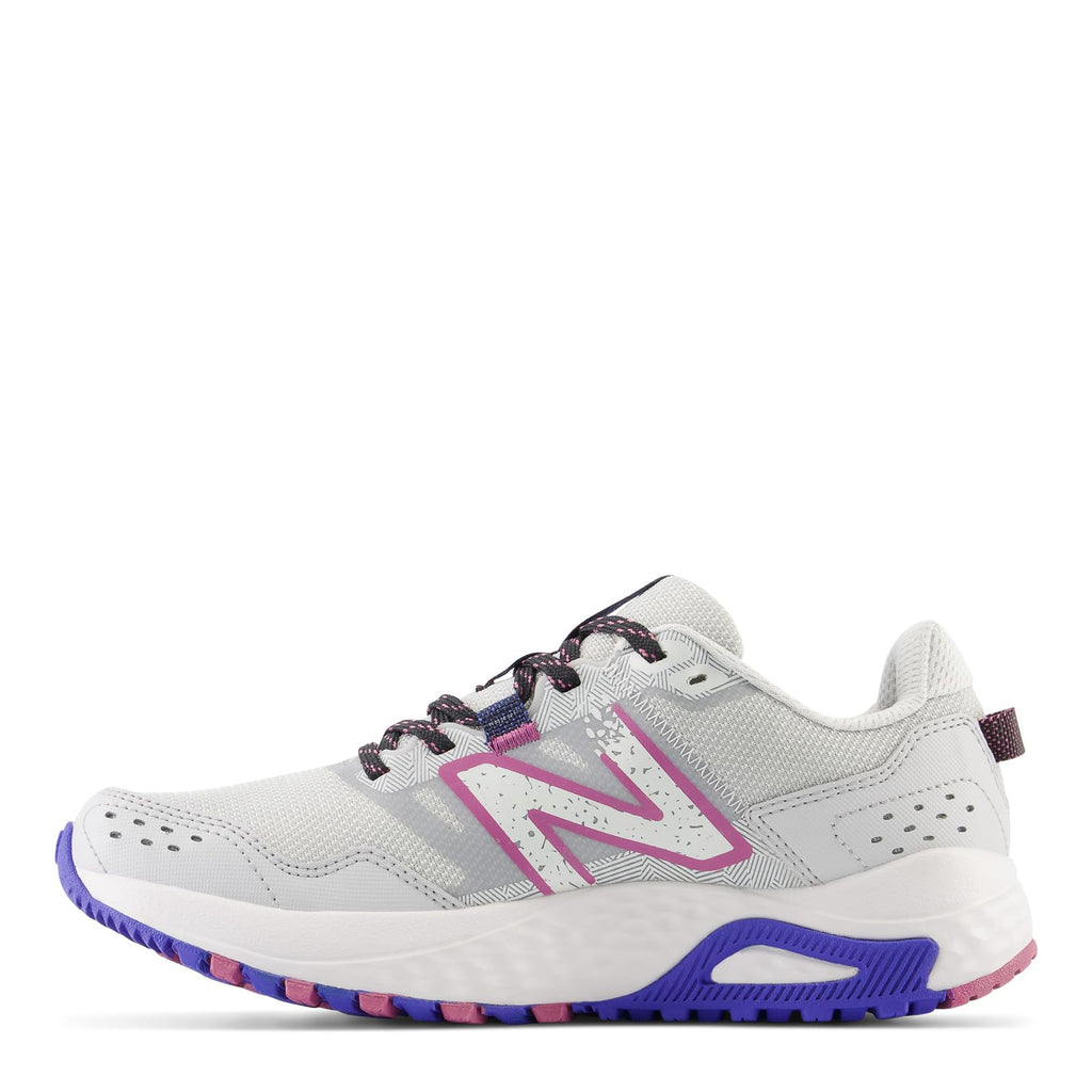 New Balance Women's 410 V8 Trail Running Shoe, Grey Matter/Marine Blue/Scorpio, 6