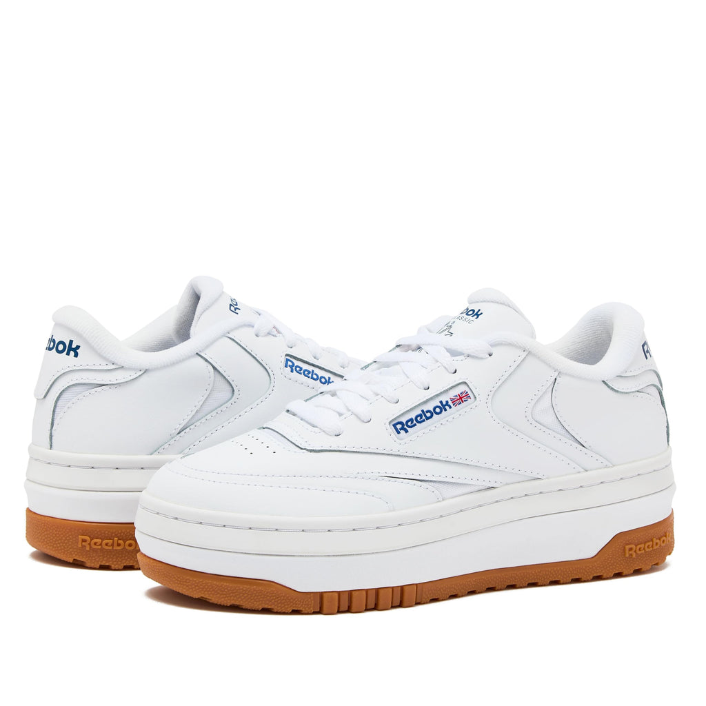Reebok Club C Extra Platform Sneakers for Women, White Casual Tennis Women's Fashion Sneakers, Womens Shoes Size 5 to 11, FTWR White/FTWR White/Vector Blue, 11 Medium