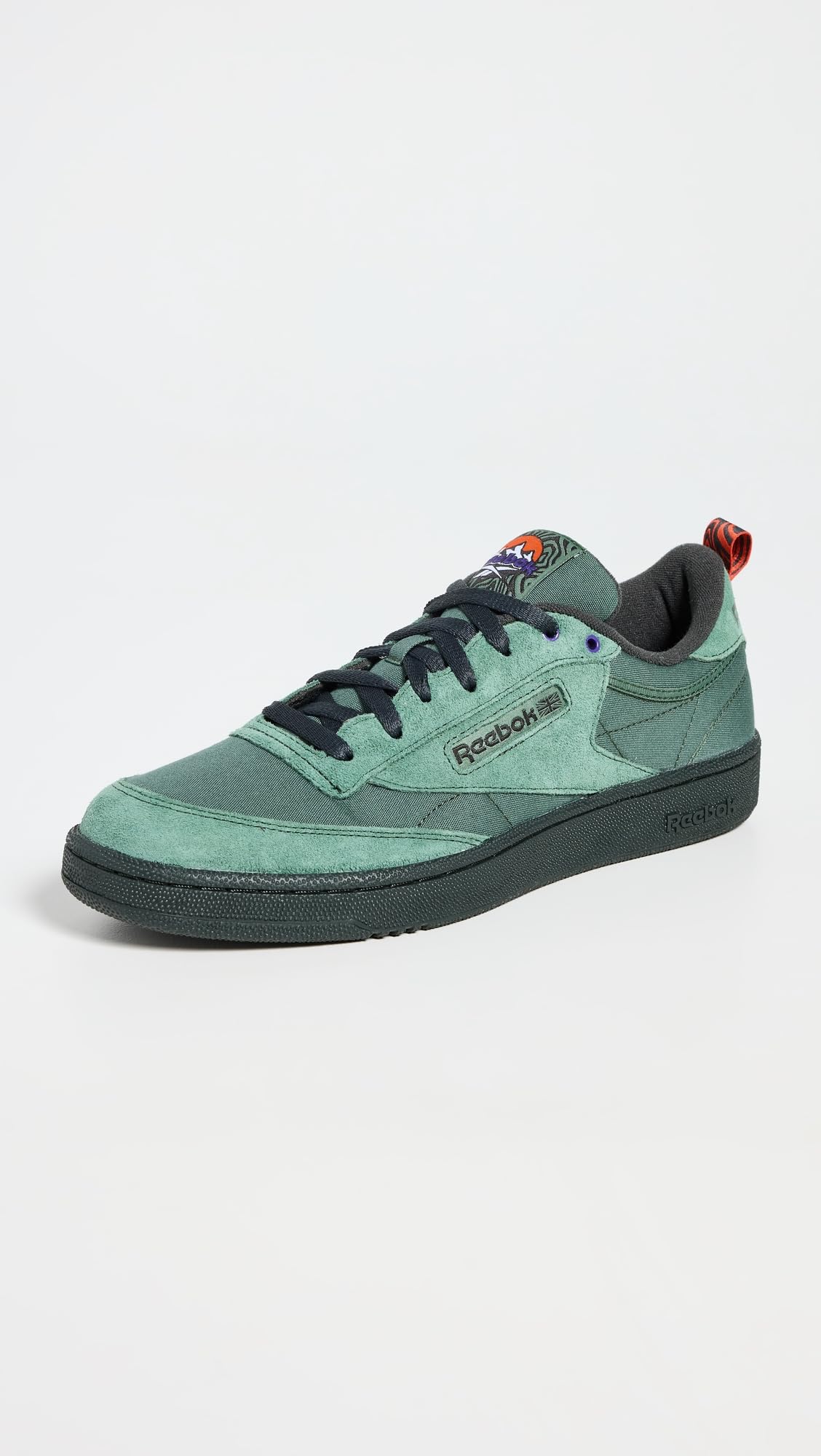 Reebok Men's Club C 85 Sneaker,Escape Green/Grey 6/Pump Orange,13.5 Women/12 Men