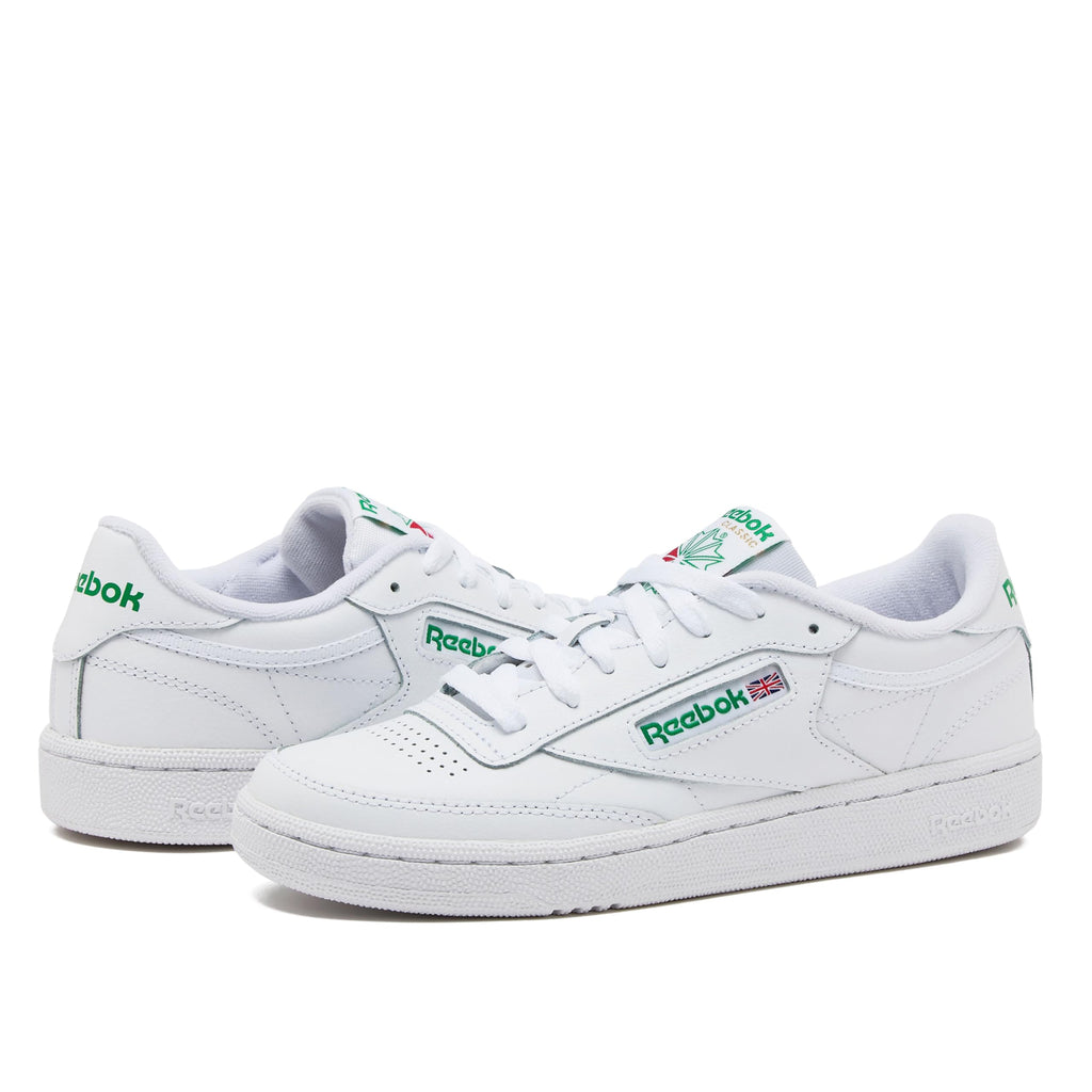 Reebok Club C 85 Tennis Shoes for Women - White Womens Sneakers, Footwear White/Footwear White/Gold Metallic, 7.5