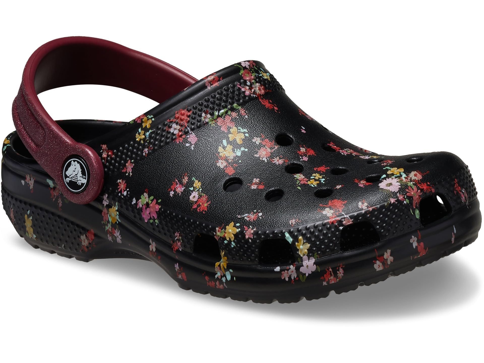 Crocs Kids Unisex Classic Graphic Clogs (Little Kid/Big Kid) Black/Multi Ditsy Floral 3 Medium