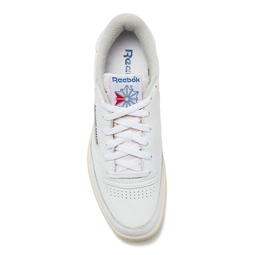 Reebok Club C Vintage Tennis Sneakers for Men, Casual White Mens Shoes, Size 7 to 15, White/Chalk/Vector Blue, 10.5