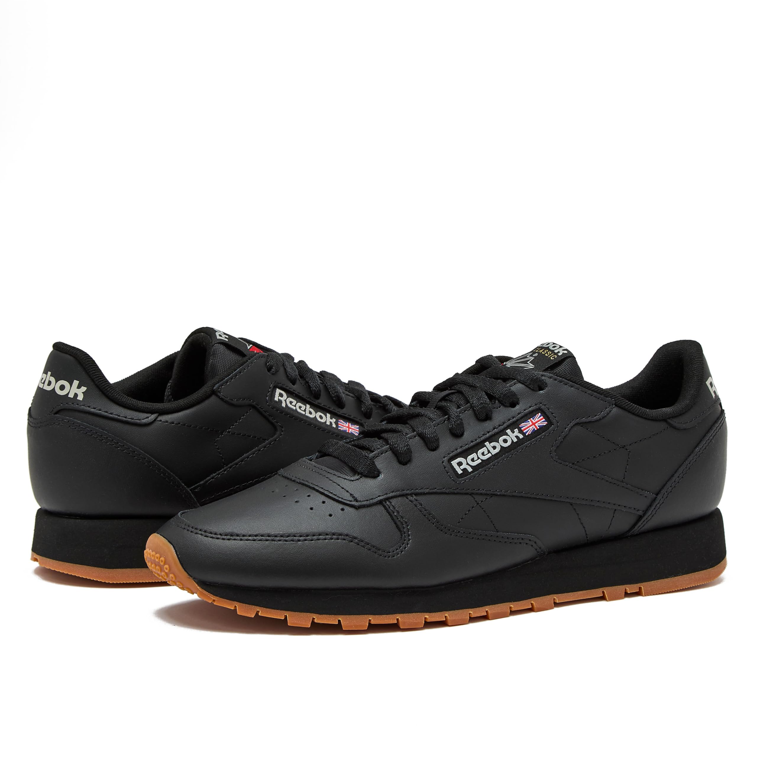 Reebok Classic Leather Sneakers for Men - Black or White Tennis Mens Shoes, Core Black/Pure Grey5/Reebok Gum3, 8.5