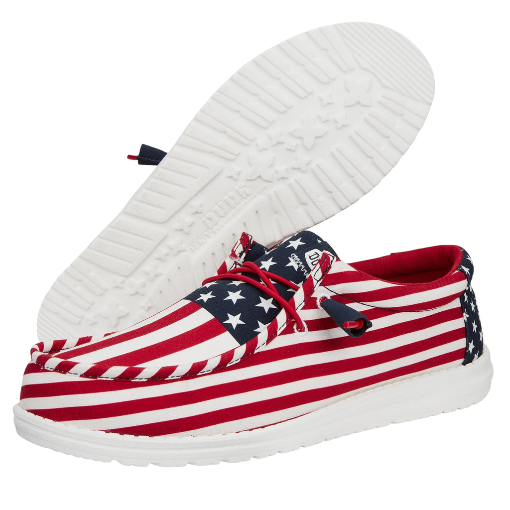 HEYDUDE Wally Patriotic, Mens Shoes, Slip-on Loafers, Comfortable & Light-Weight