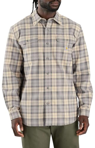 Carhartt Mens Loose Fit Heavyweight Flannel Long Sleeve Plaid Shirt