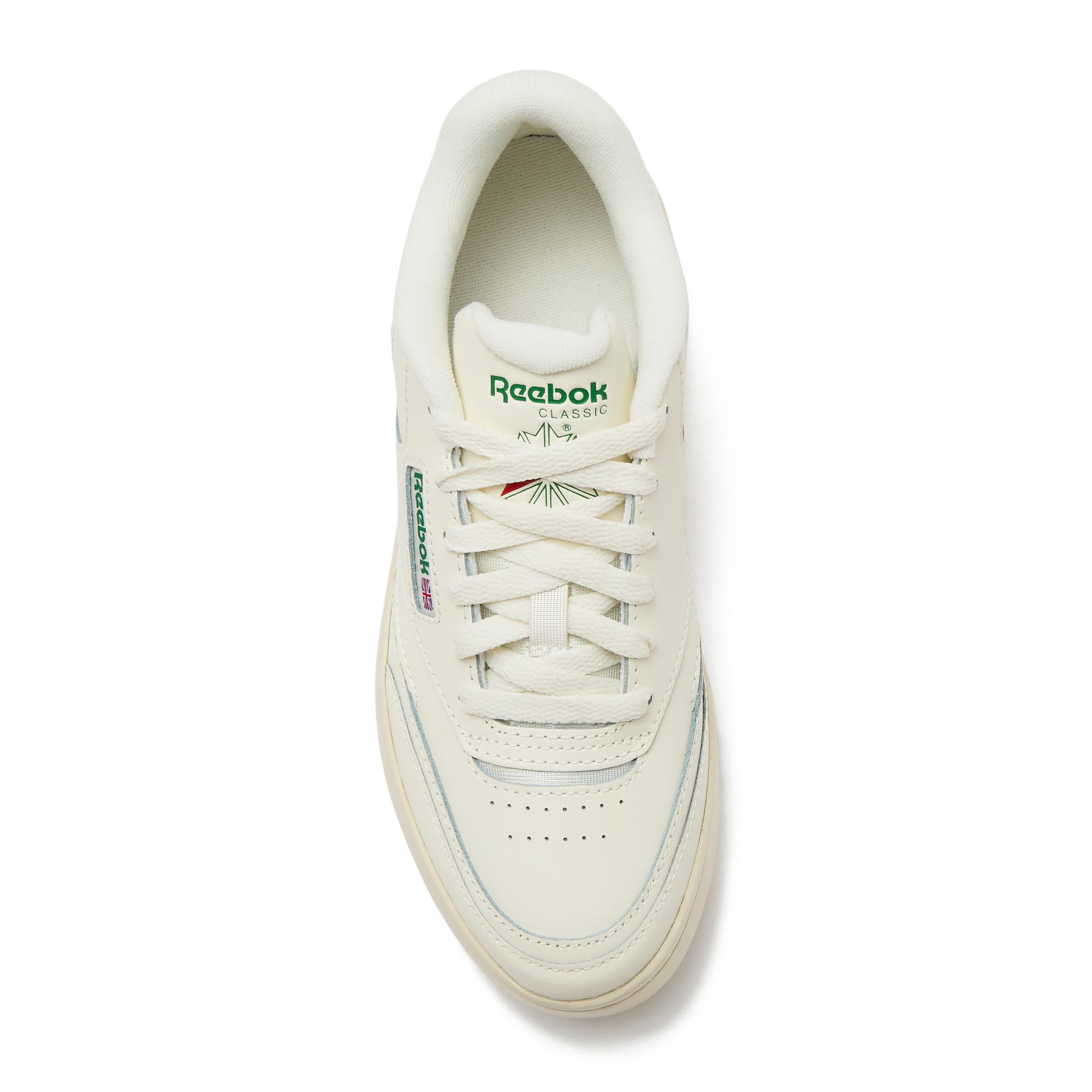 Reebok Club C Extra Platform Sneakers for Women, White Casual Tennis Women's Fashion Sneakers, Womens Shoes Size 5 to 11, Chalk/Chalk/Glen Green, 8 Medium