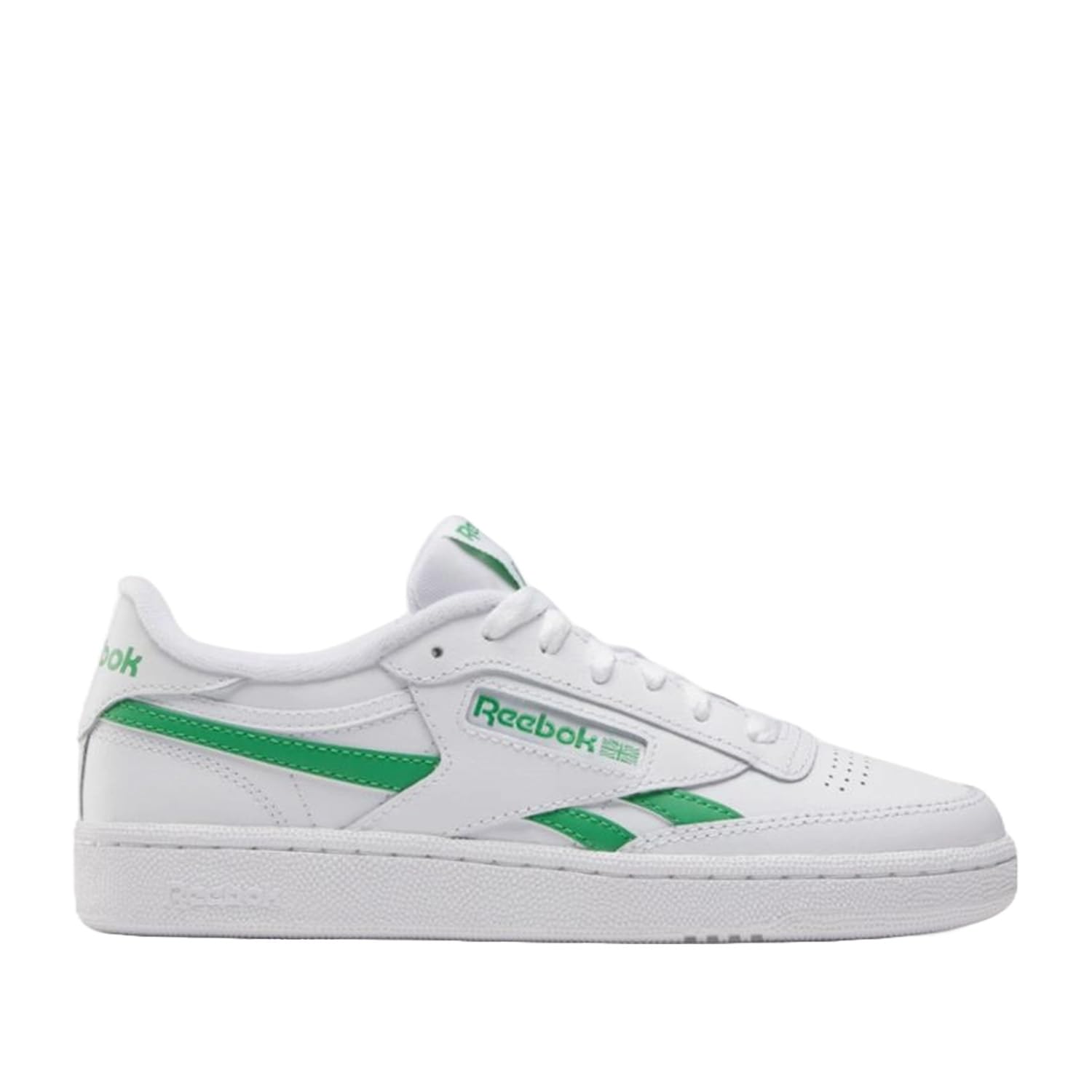 Reebok Women's Club C Revenge Sneaker, Footwear White/Sport Green/Footwear White, Women's Size 9.5