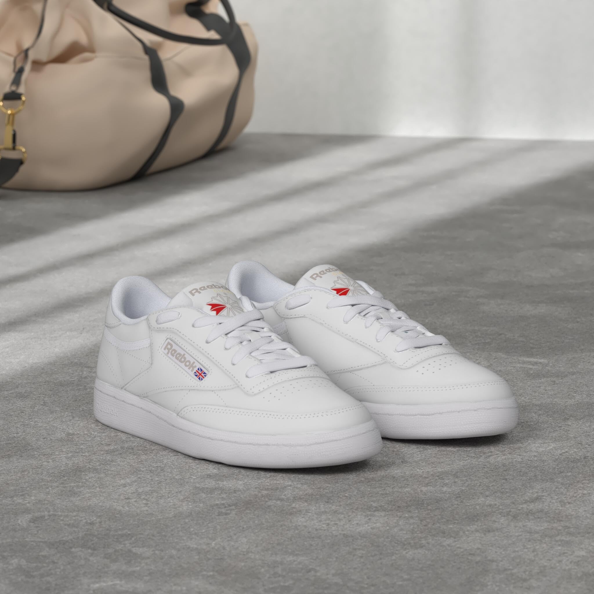 Reebok Club C 85 Tennis Shoes for Women - White Womens Sneakers, White/Light Grey, 10