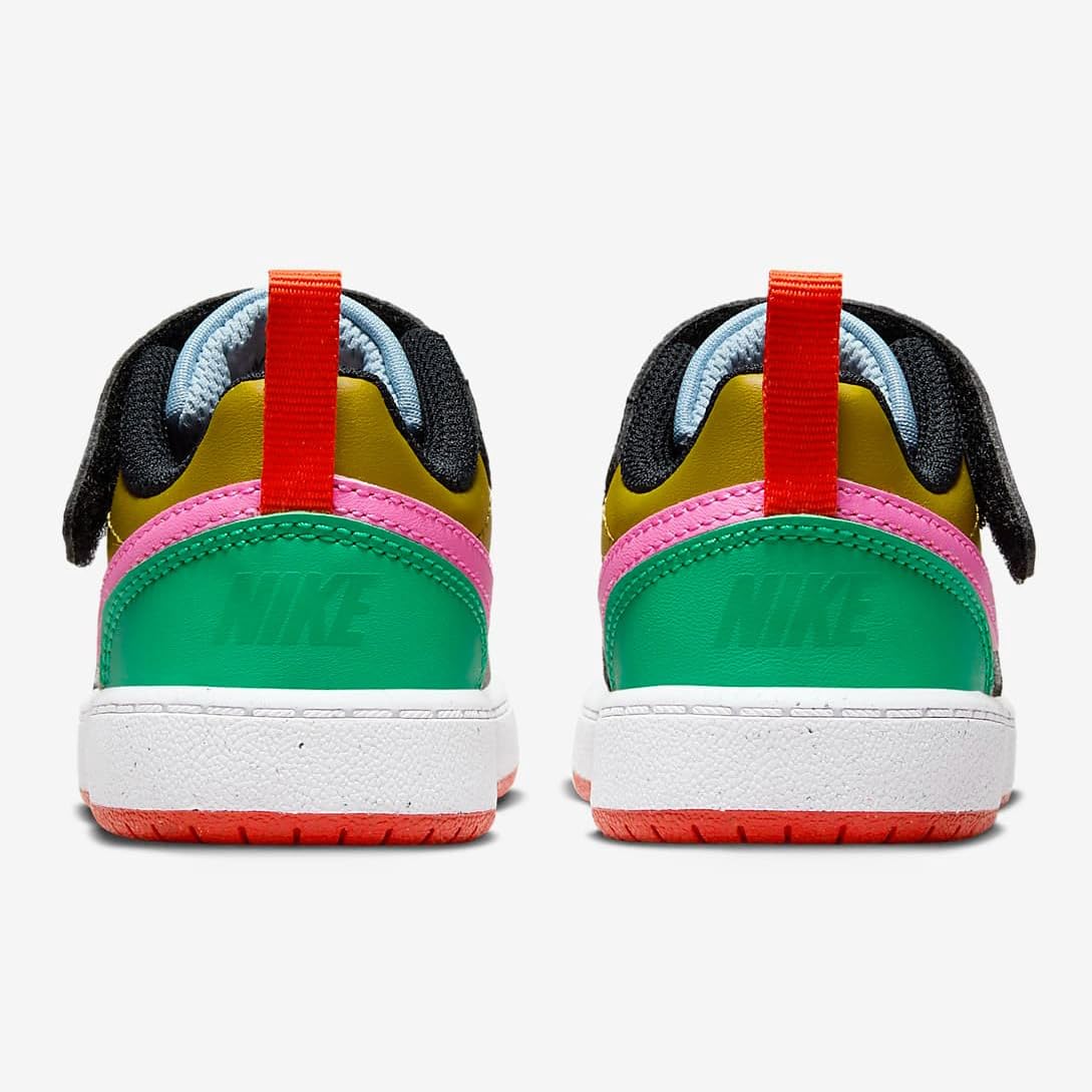 Nike Court Borough Low Recraft Baby/Toddler Shoes (DV5458-004, Black/Bronzine/Light Armory Blue/Playful Pink) Size 3