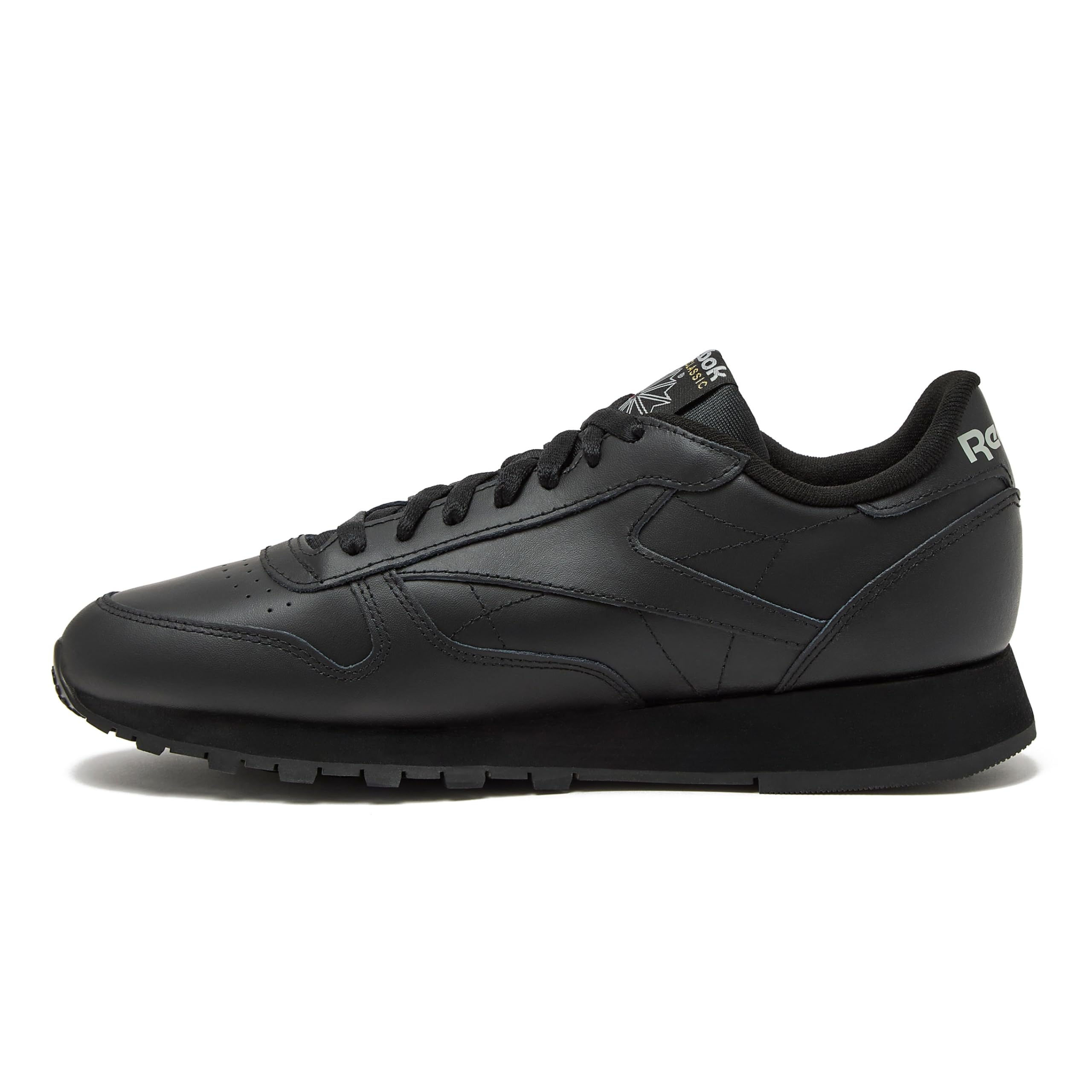 Reebok Classic Leather Sneakers for Men - Black or White Tennis Mens Shoes, Core Black/Core Black/Pure Grey5, 8