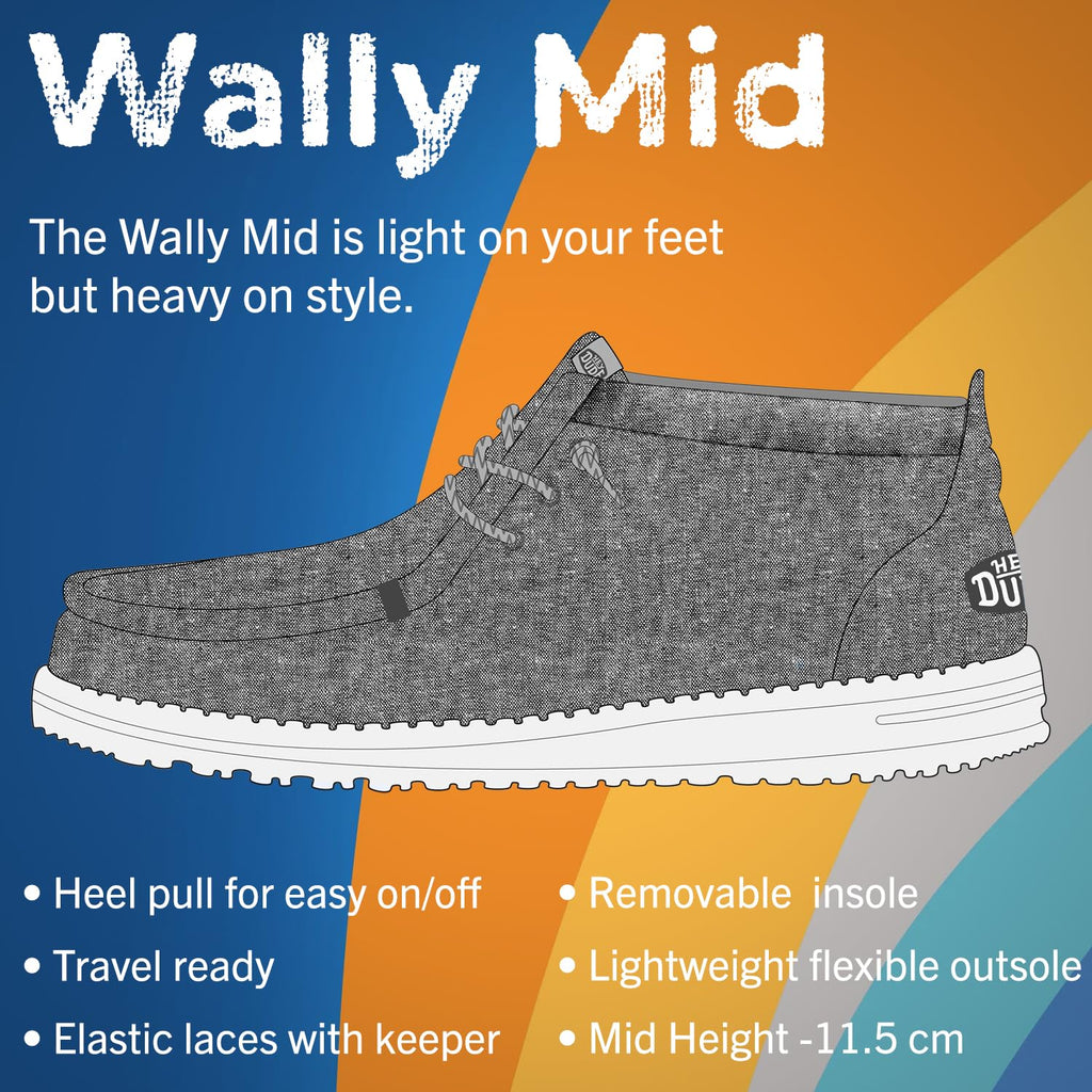 HEYDUDE Men's Wally Mid Stretch, Pull on Boots, Comfortable & Light-Weight