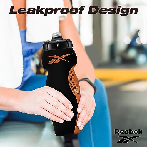 Reebok Athletic Squeeze Water Bottles - Water Bottle 24 oz - Sports Water Bottle - Reusable Water Bottle For Gym, Running, Hiking etc, BPA Free