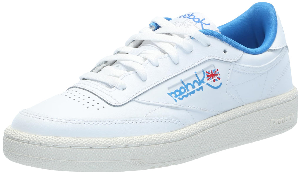 Reebok Men's Club C 85 Sneaker,Footwear White/Chalk/Kinetic Blue,11 Women/9.5 Men
