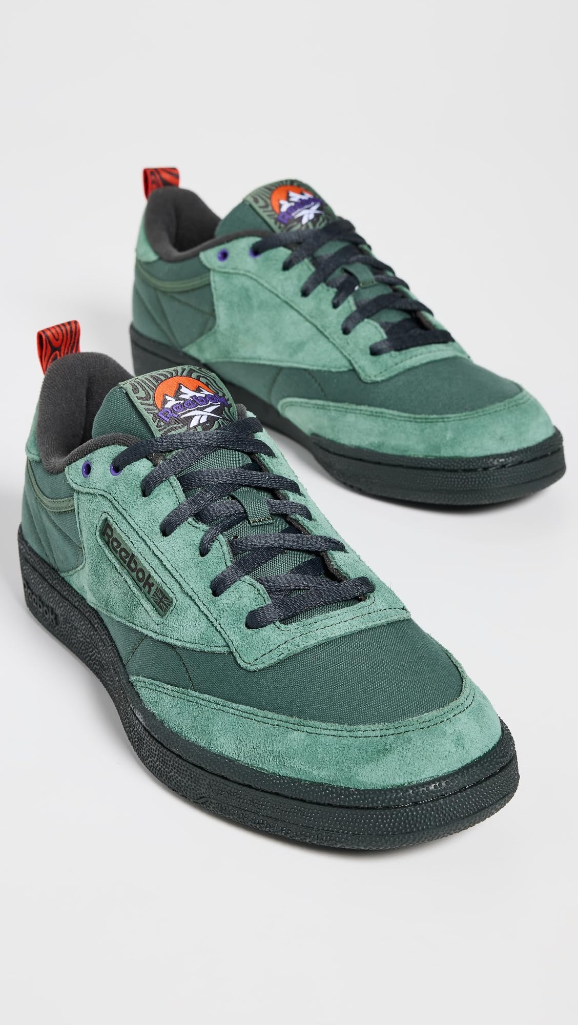 Reebok Men's Club C 85 Sneaker,Escape Green/Grey 6/Pump Orange,13.5 Women/12 Men