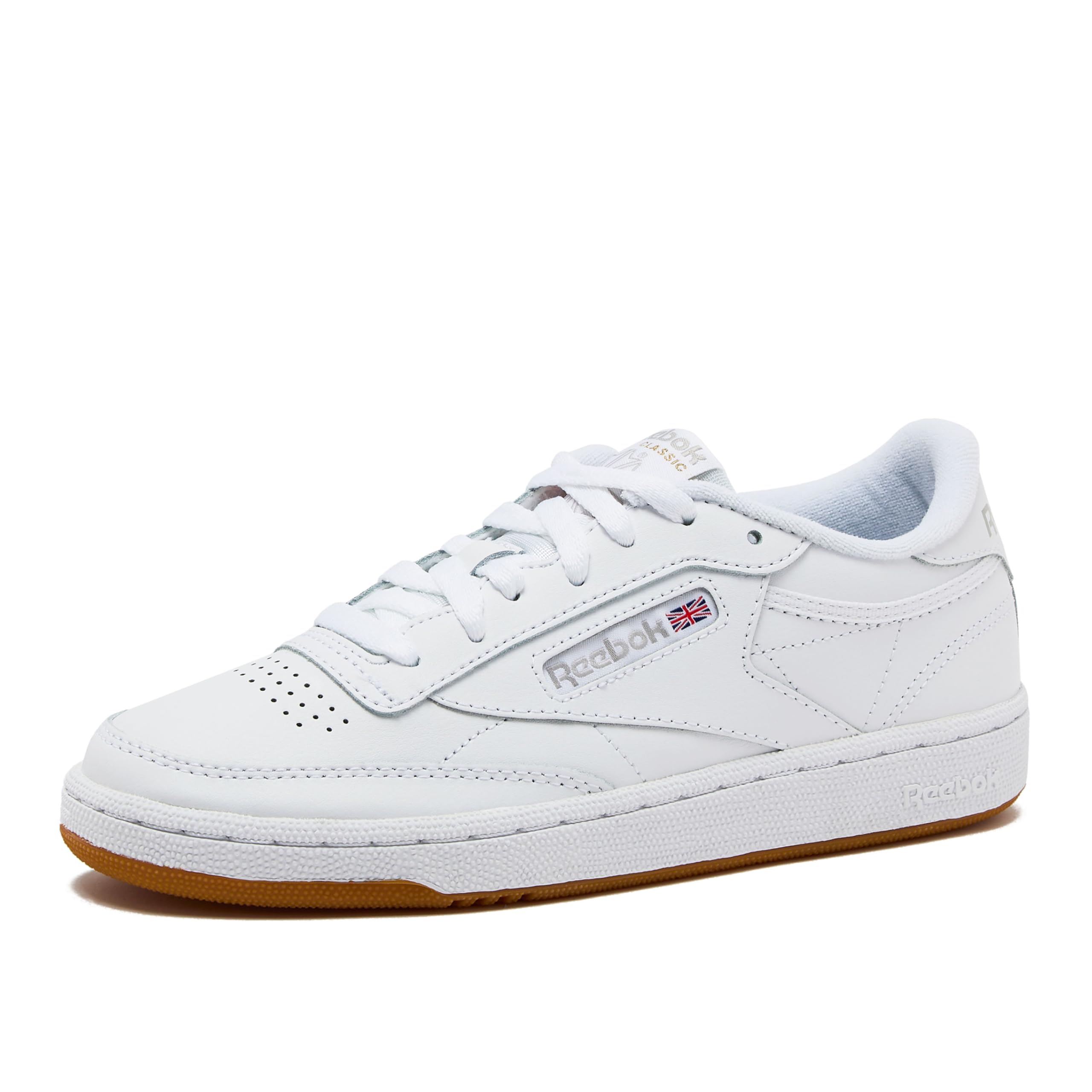 Reebok Club C 85 Tennis Shoes for Women - White Womens Sneakers, White/Light Grey/Gum, 10