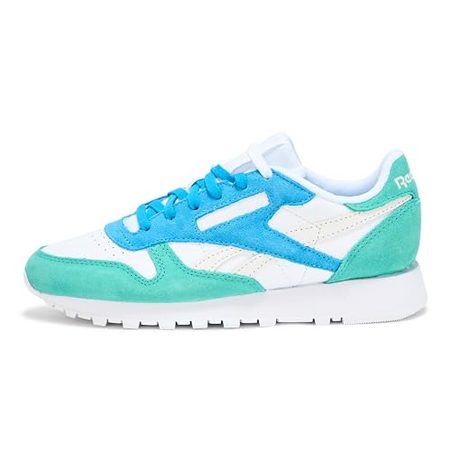Reebok Women's Classic Leather Sneaker, White/Unleashed Green/Grey 1, Size 7