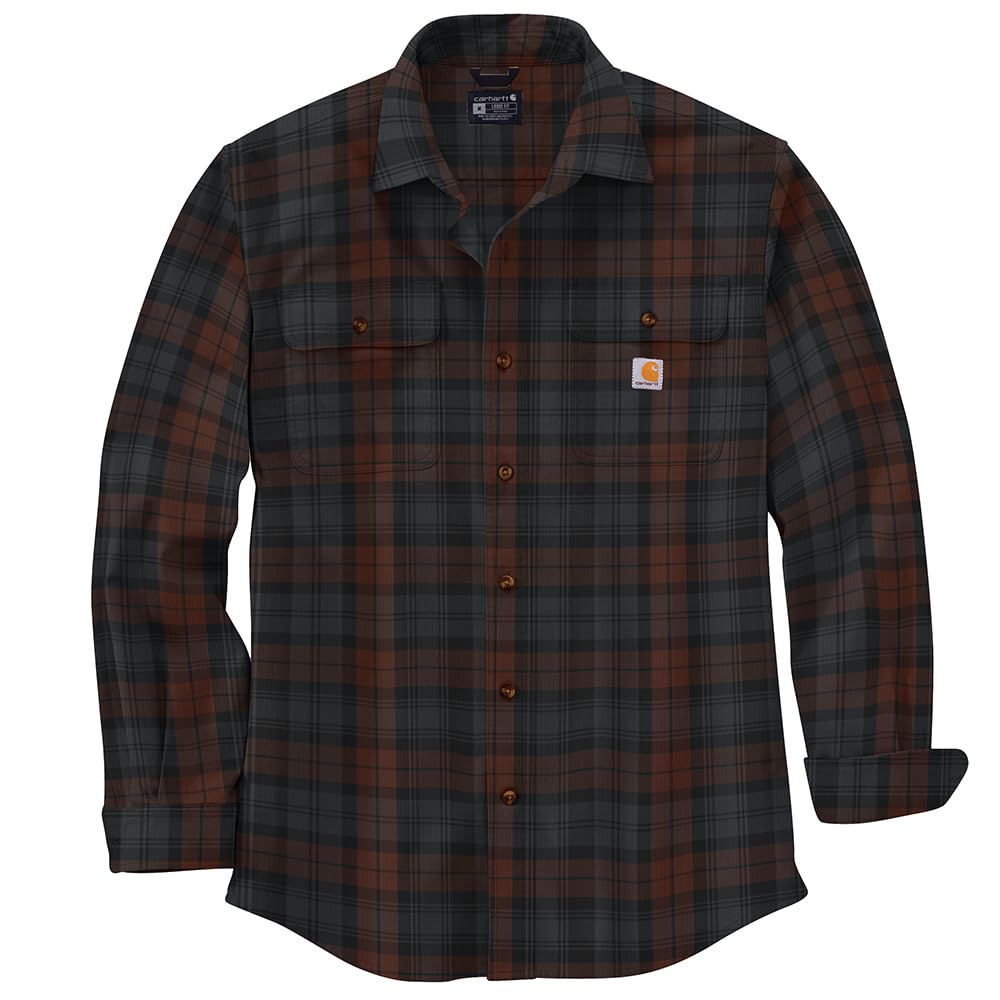 Carhartt Mens Loose Fit Heavyweight Flannel Long Sleeve Plaid Shirt