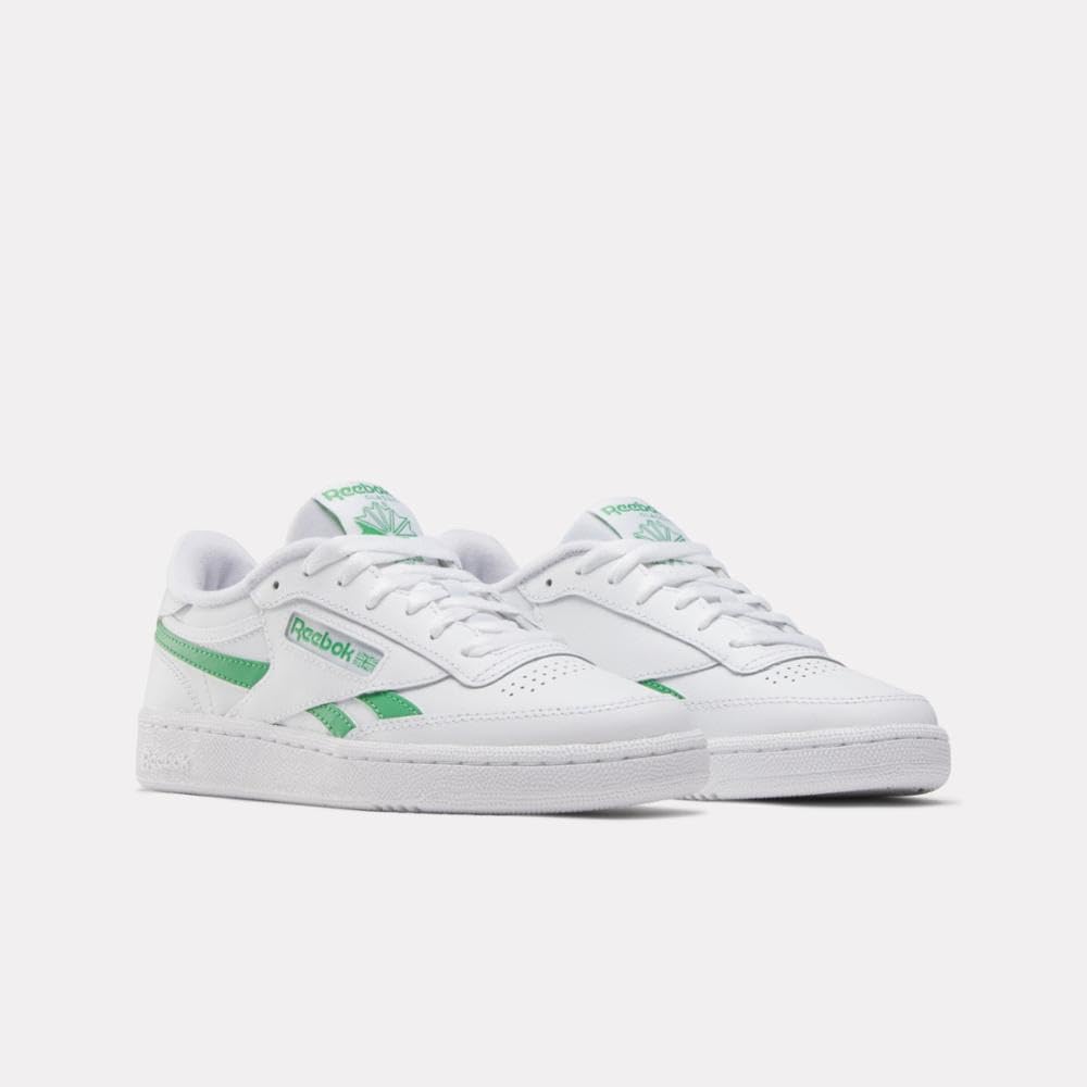 Reebok Women's Club C Revenge Sneaker, Footwear White/Sport Green/Footwear White, Women's Size 9.5
