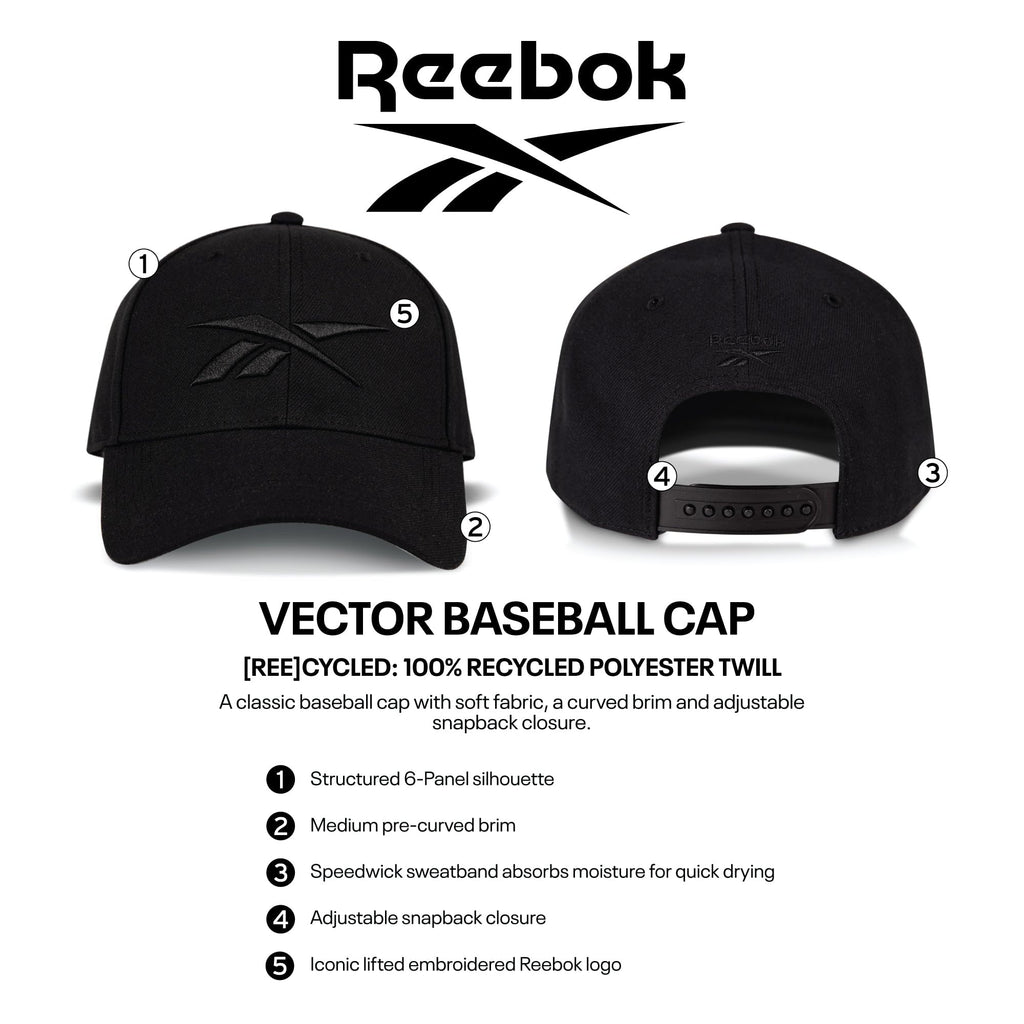 Reebok Unisex-Adult Vector Classic Ballcap with Adjustable Snapback for Men and Women (One Size Fits Most)