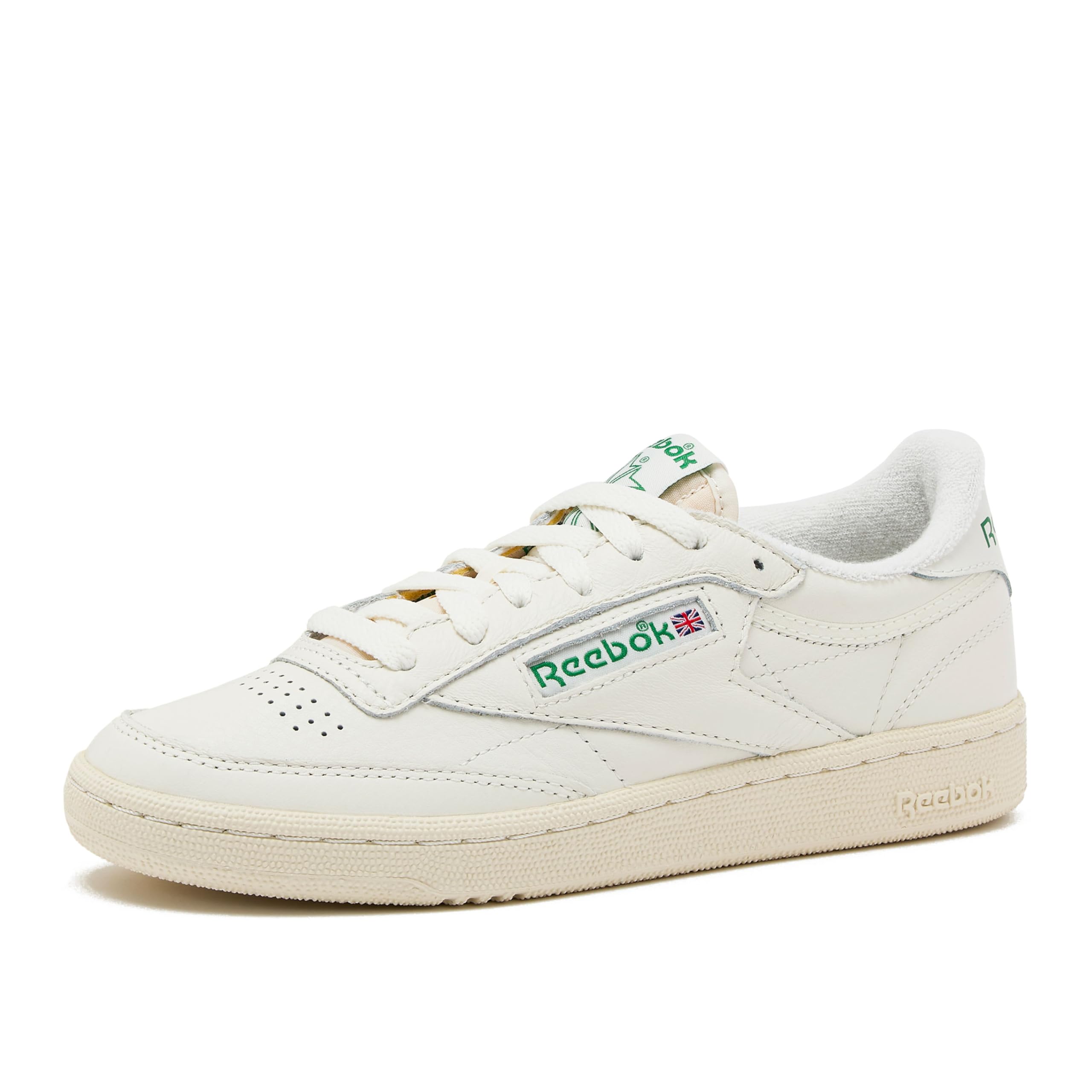 Reebok Club C 85 Vintage Tennis Sneakers for Women, Casual White Womens Shoes, Size 5 to 11 - Chalk/Alabaster/Glen Green, 5 Medium