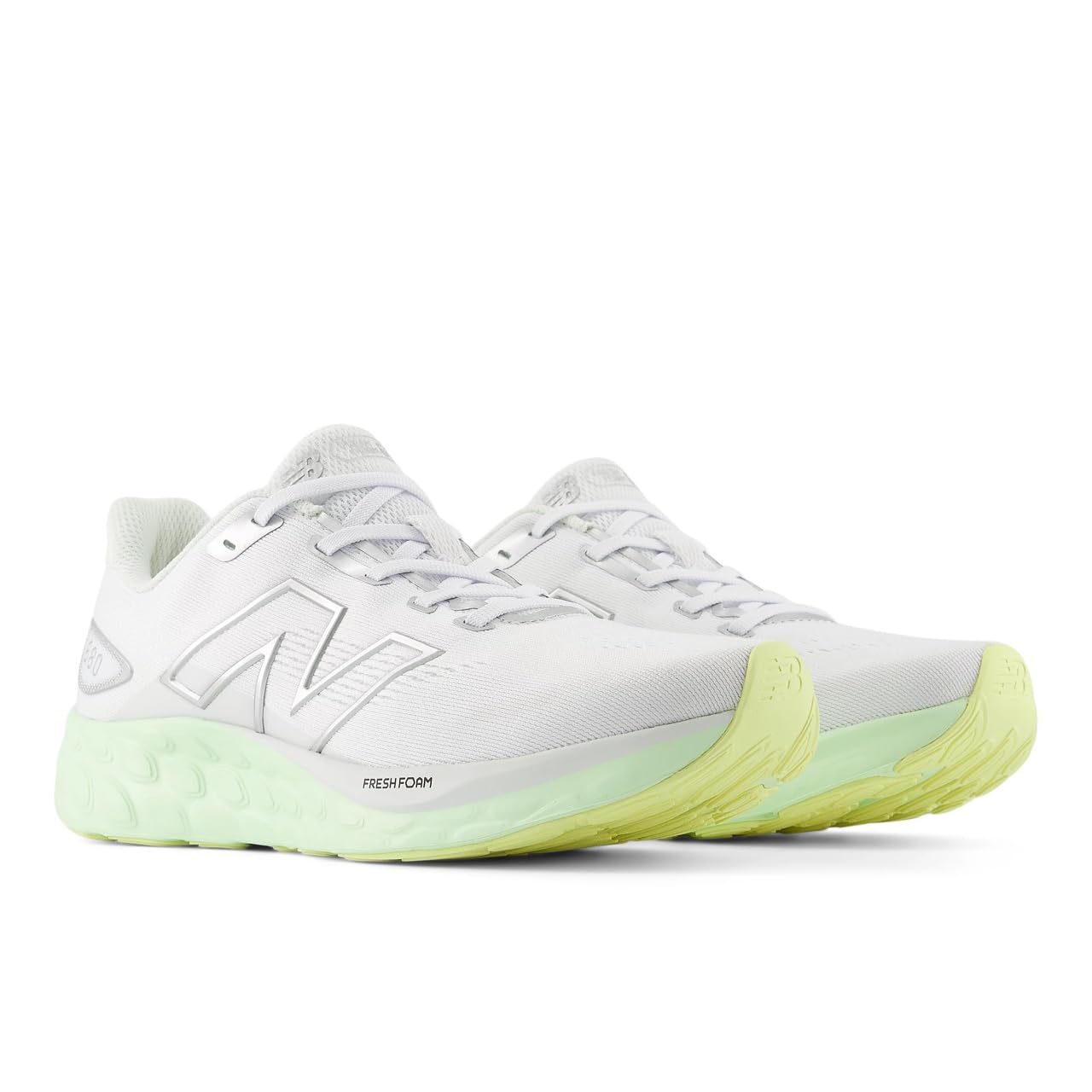 New Balance Women's Fresh Foam 680 V8 Running Shoe, White/Reflection/Melon Water, 8 M